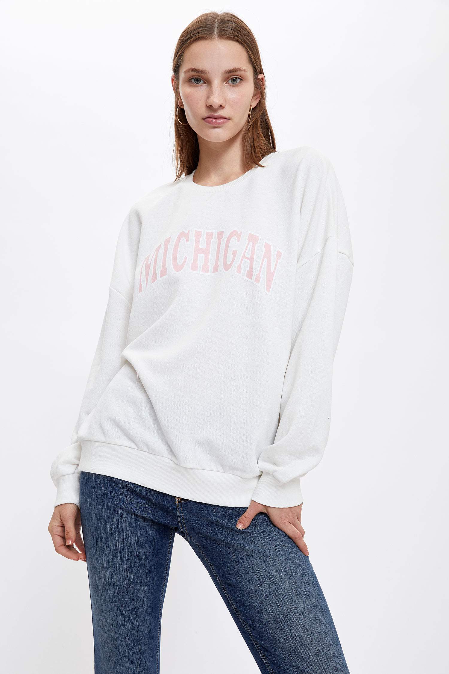 Yazı Baskılı Oversize Sweatshirt
