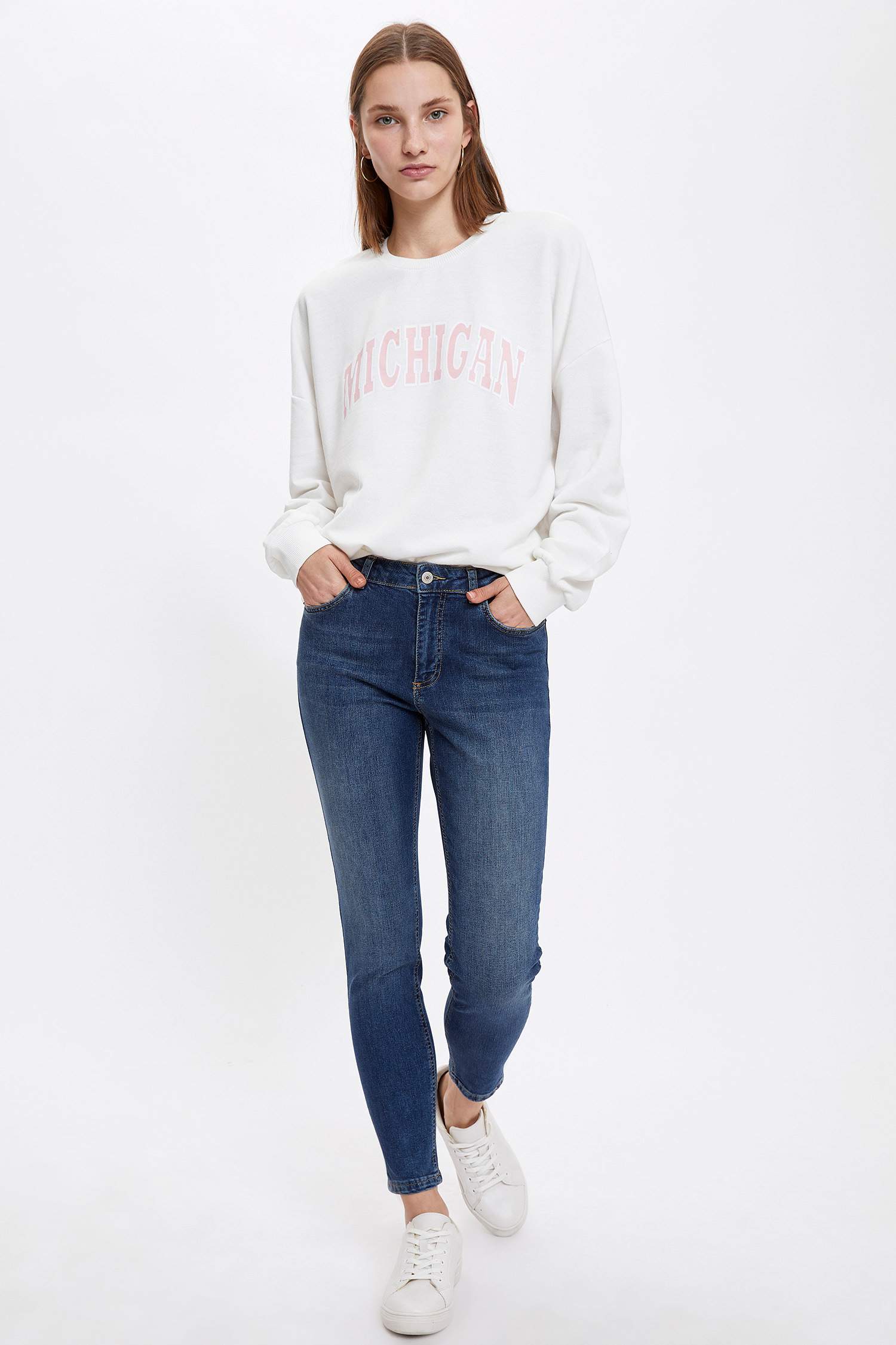 Yazı Baskılı Oversize Sweatshirt