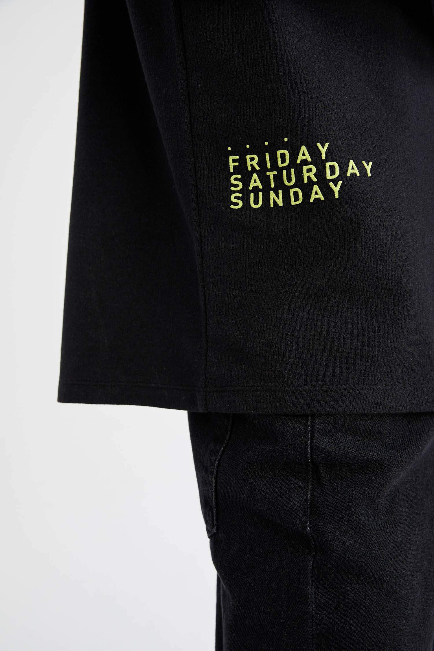 Oversize Fit Baskılı Bisiklet Yaka Sweatshirt