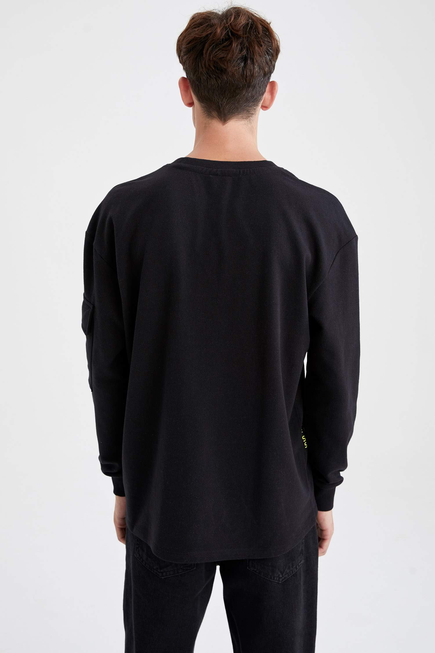 Oversize Fit Baskılı Bisiklet Yaka Sweatshirt