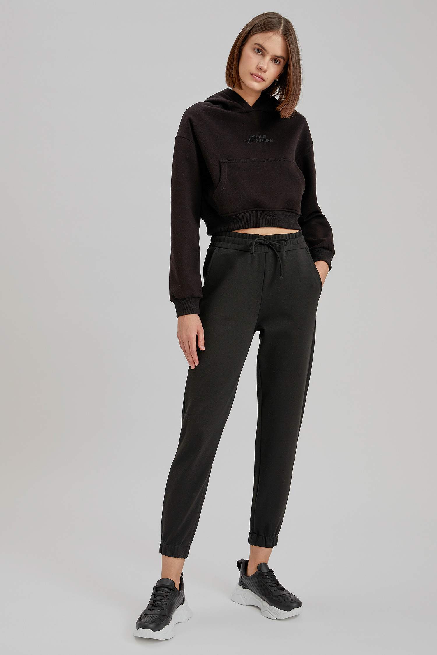 Kapüşonlu Relax Fit Crop Sweatshirt
