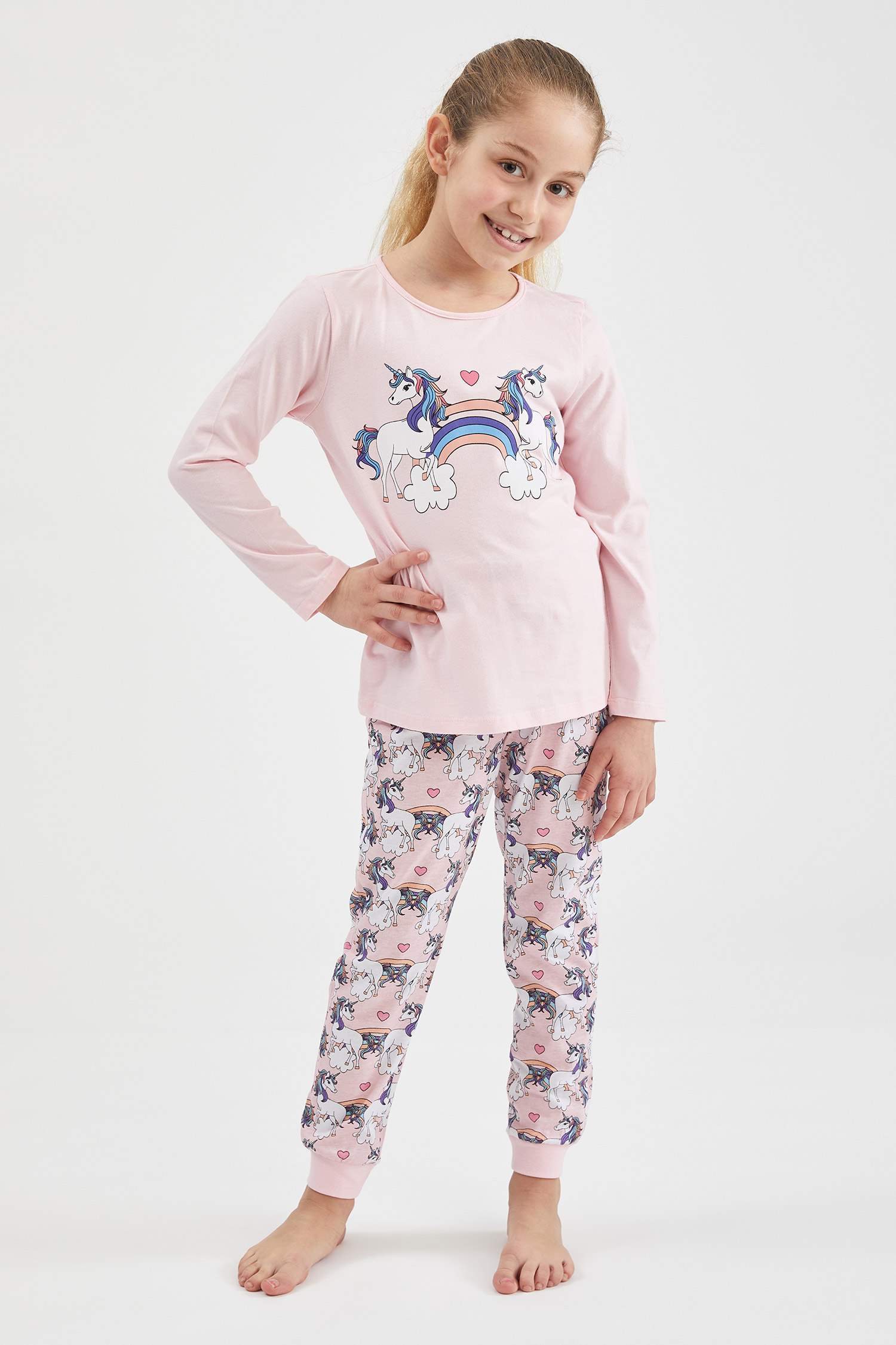 Kız Çocuk Unicorn Baskılı Pijama Takım