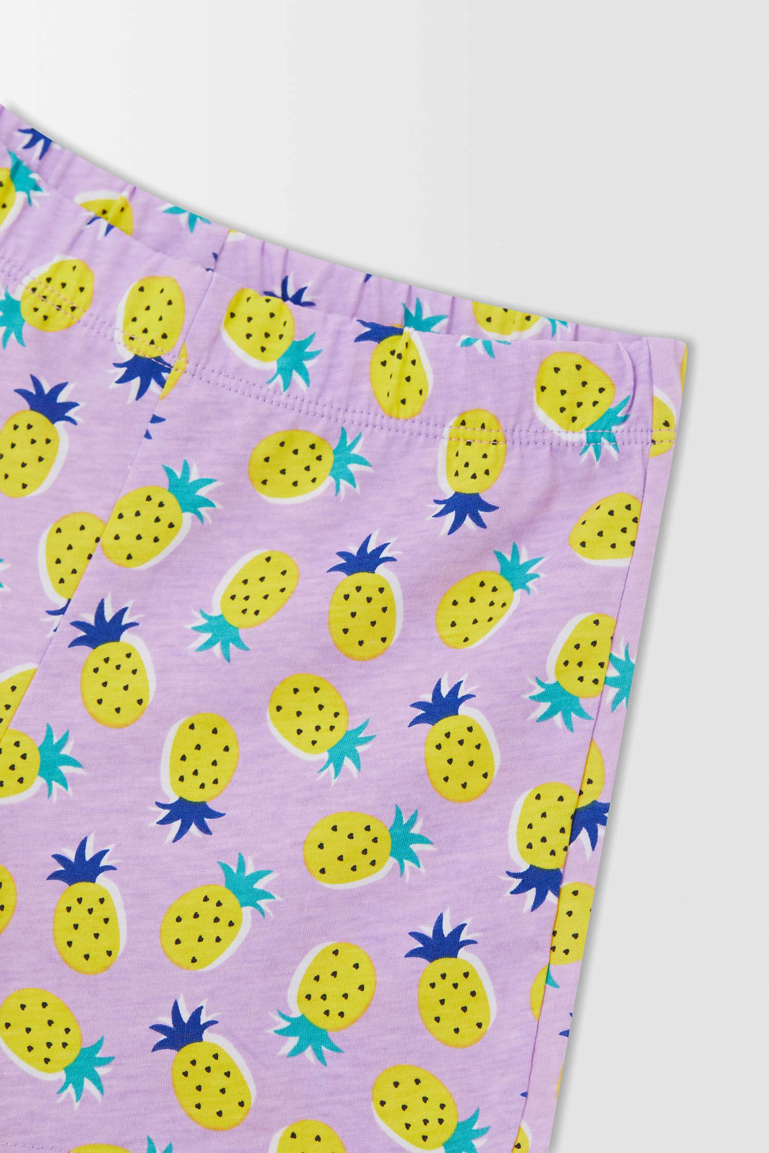 Kız Çocuk Ananas Baskılı Kısa Kollu Pijama Takımı