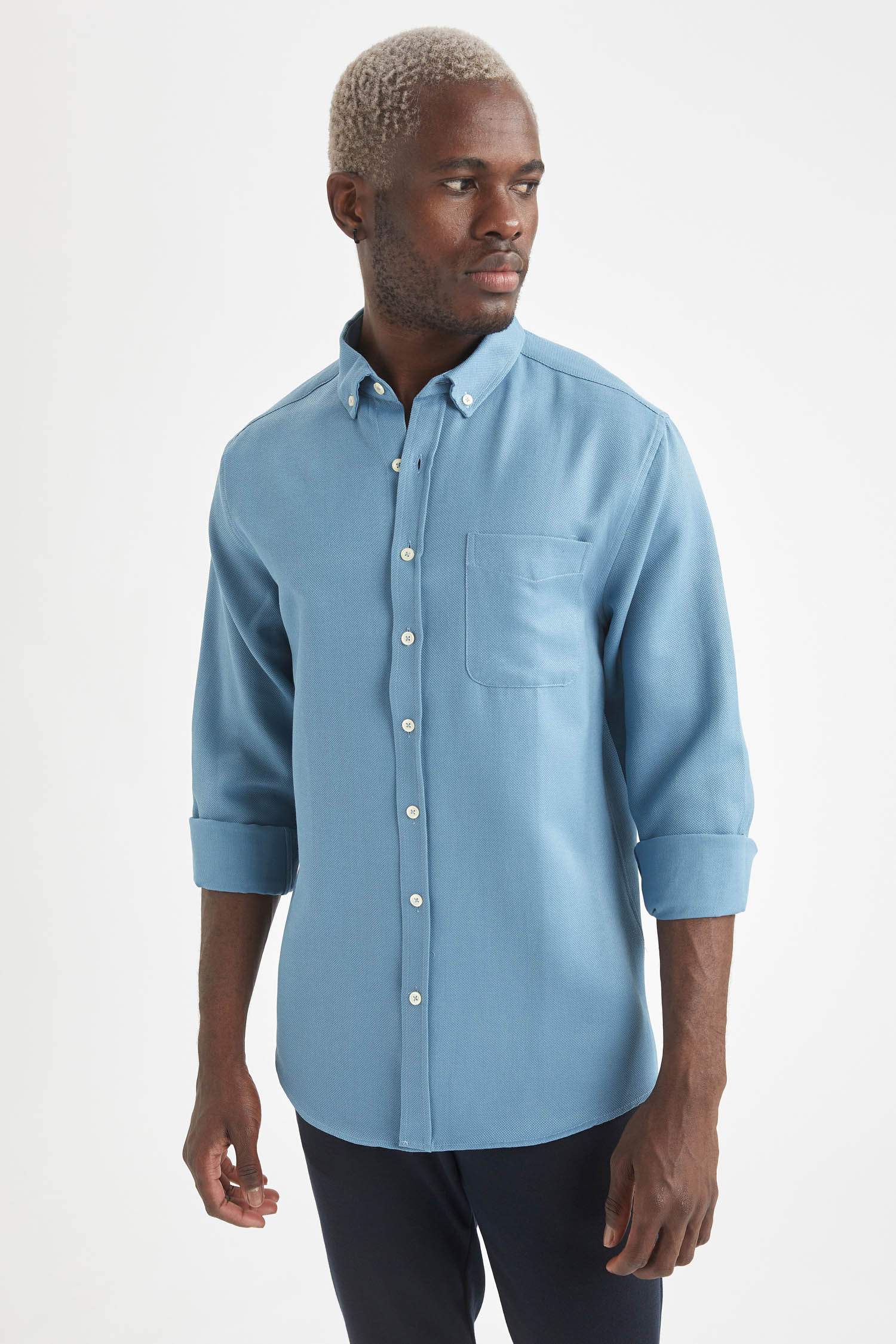 Slim Fit Basic Uzun Kollu Gömlek