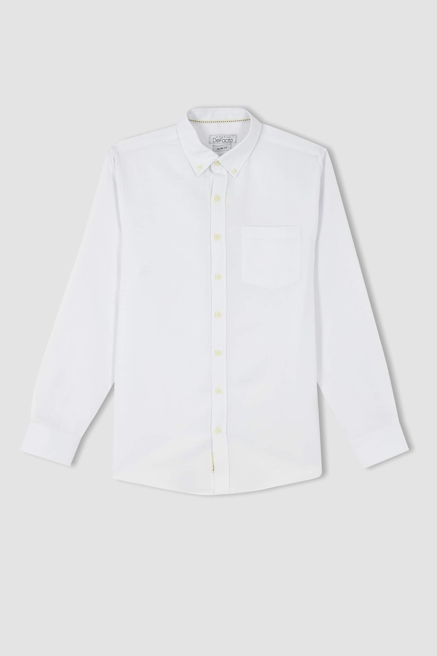 Slim Fit Polo Yaka Geri Dönüşümlü Uzun Kollu Gömlek