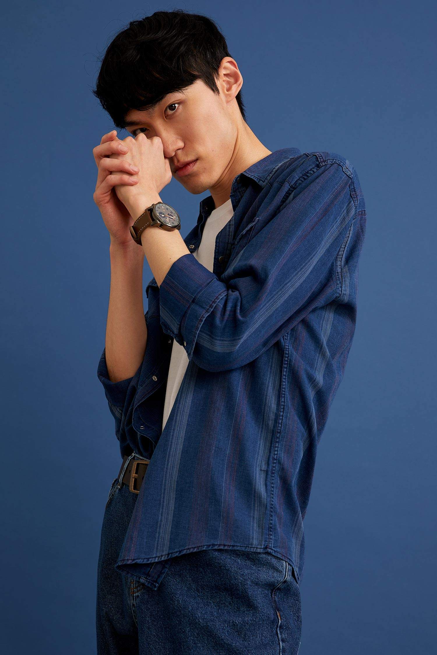 Slim Fit Uzun Kollu Jean Gömlek