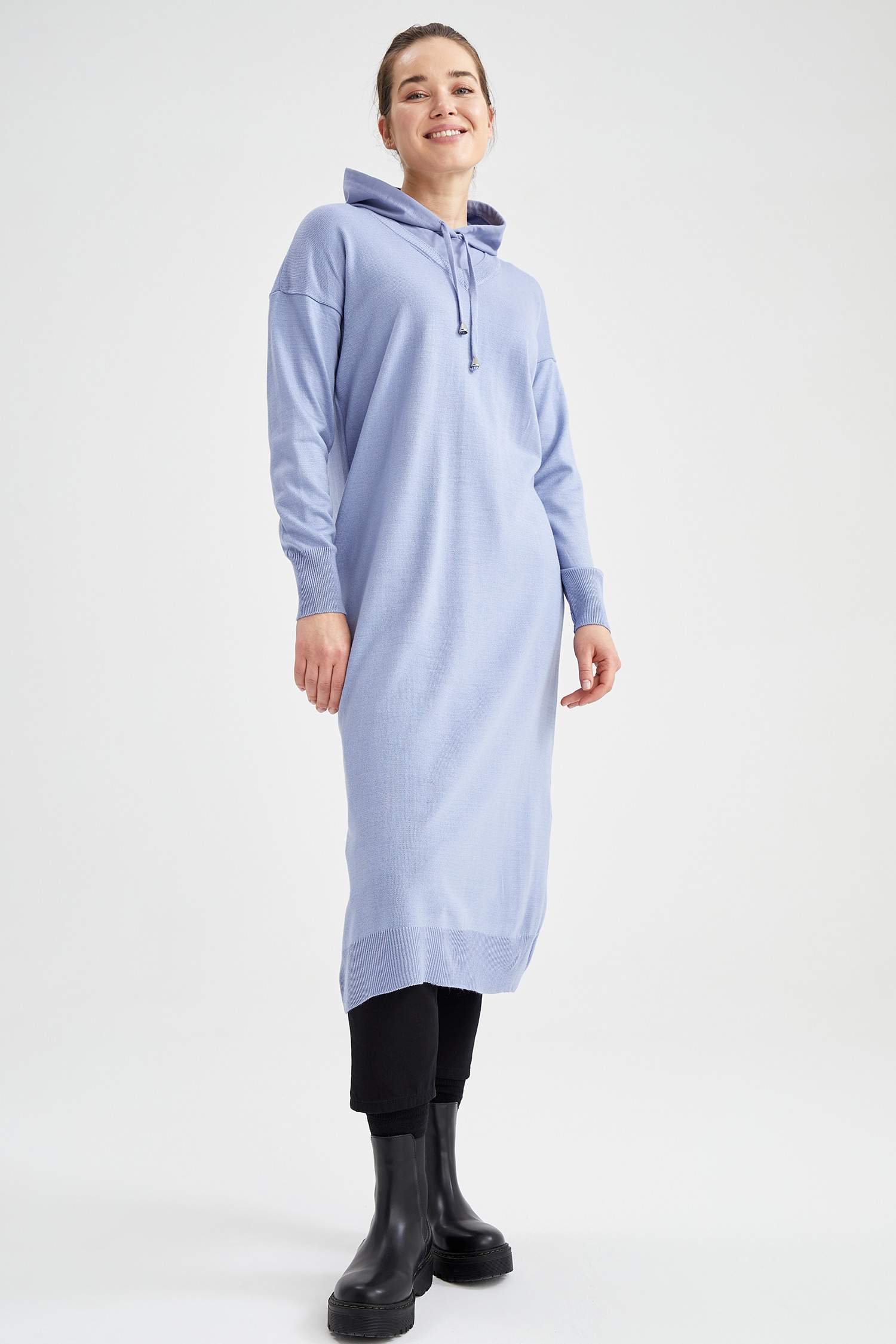 Kapüşonlu Relax Fit Uzun Sweat Tunik