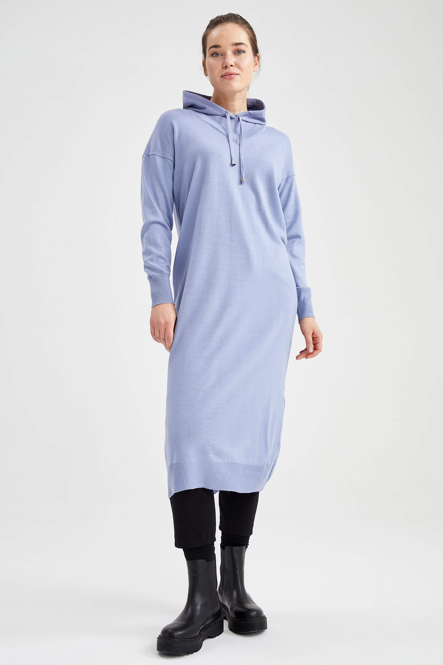 Kapüşonlu Relax Fit Uzun Sweat Tunik