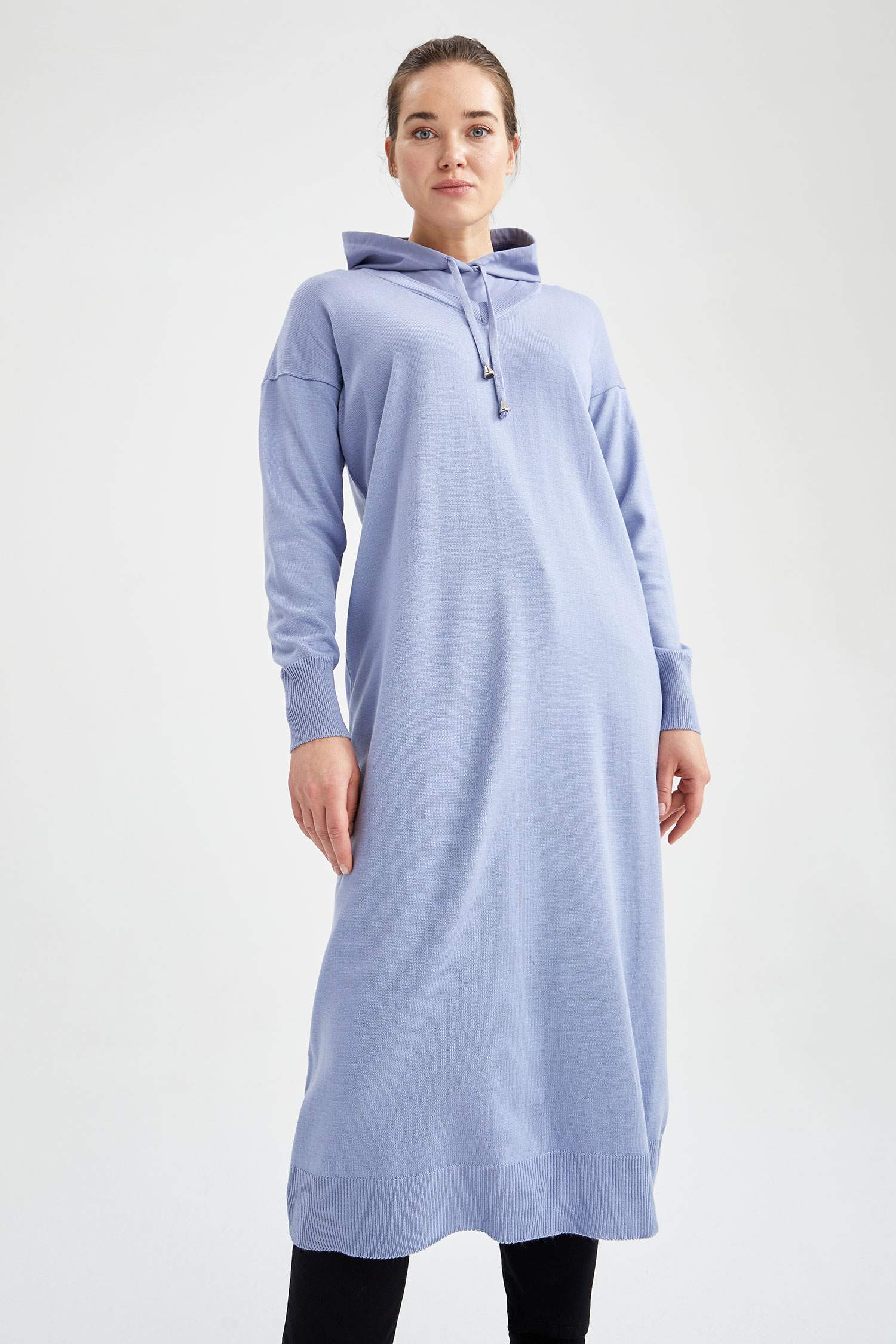 Kapüşonlu Relax Fit Uzun Sweat Tunik