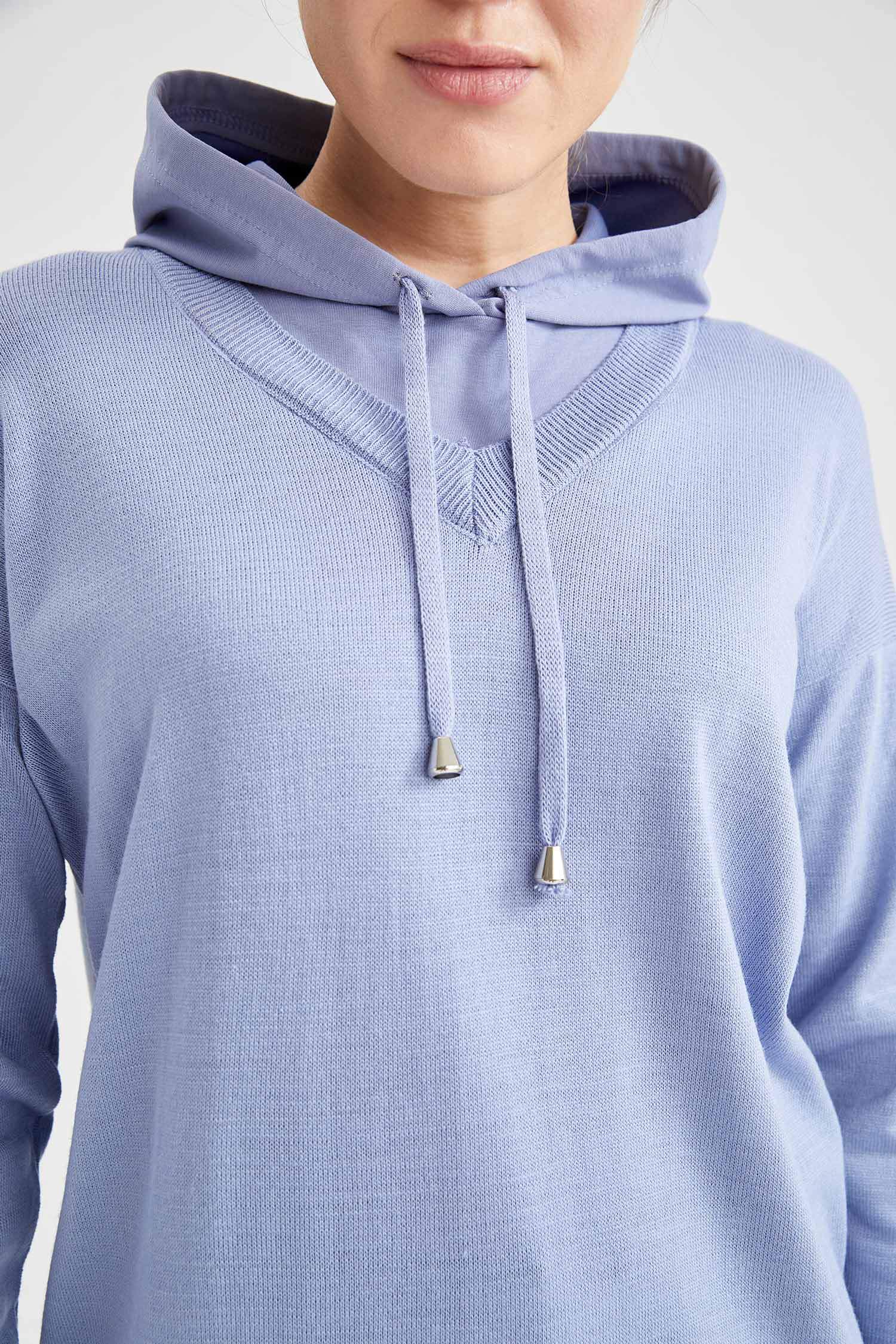 Kapüşonlu Relax Fit Uzun Sweat Tunik