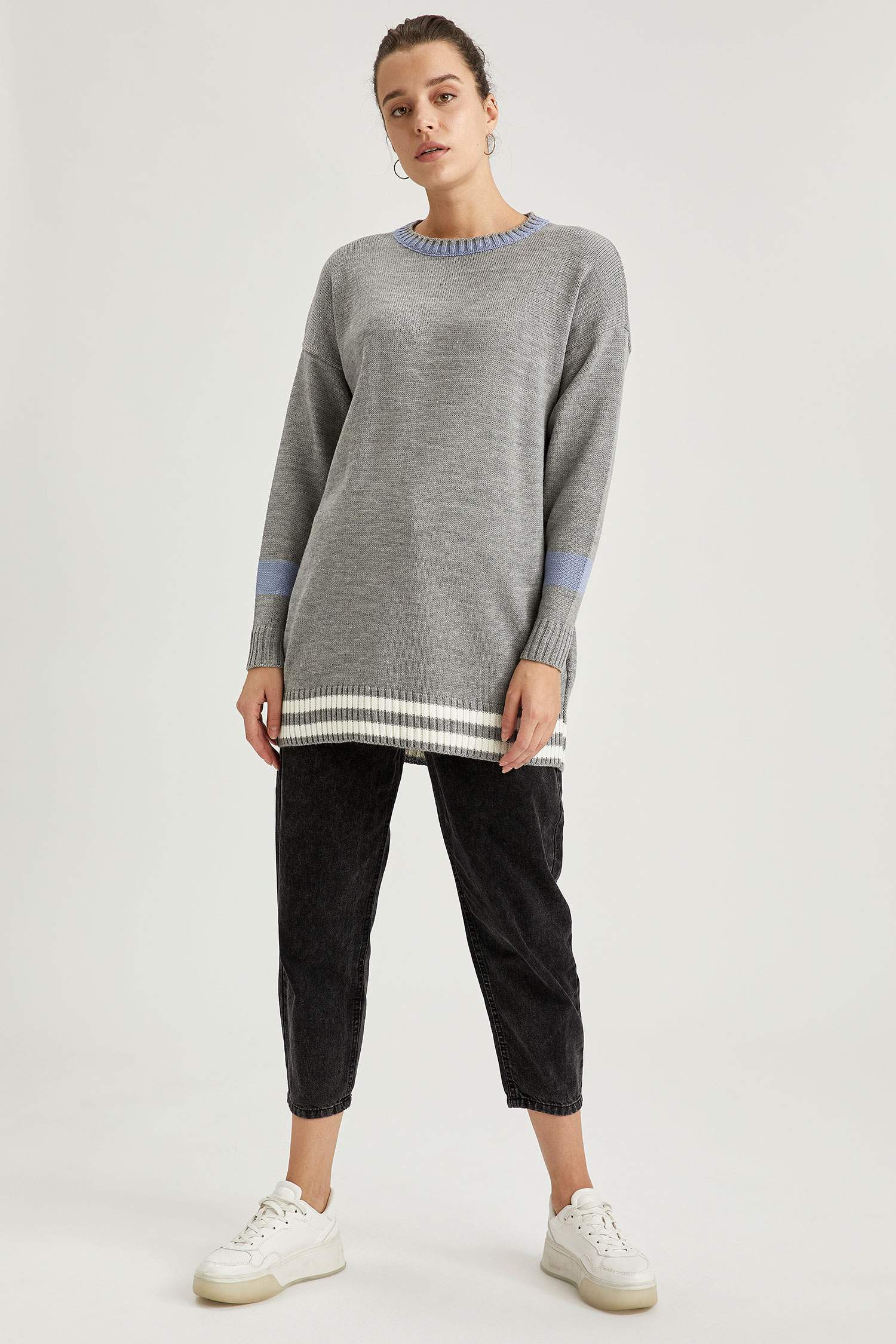 Çizgili Relax Fit Triko Tunik
