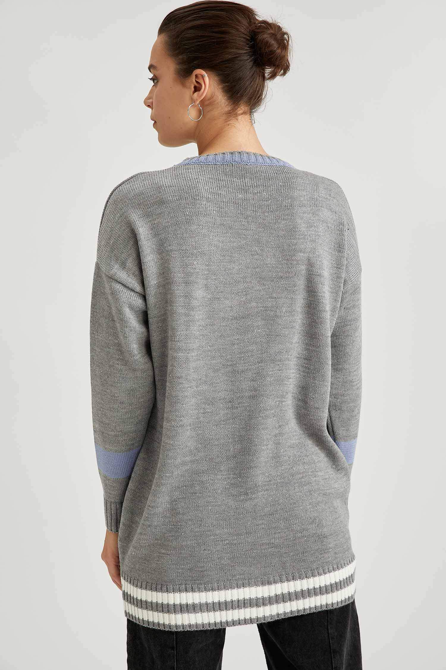 Çizgili Relax Fit Triko Tunik