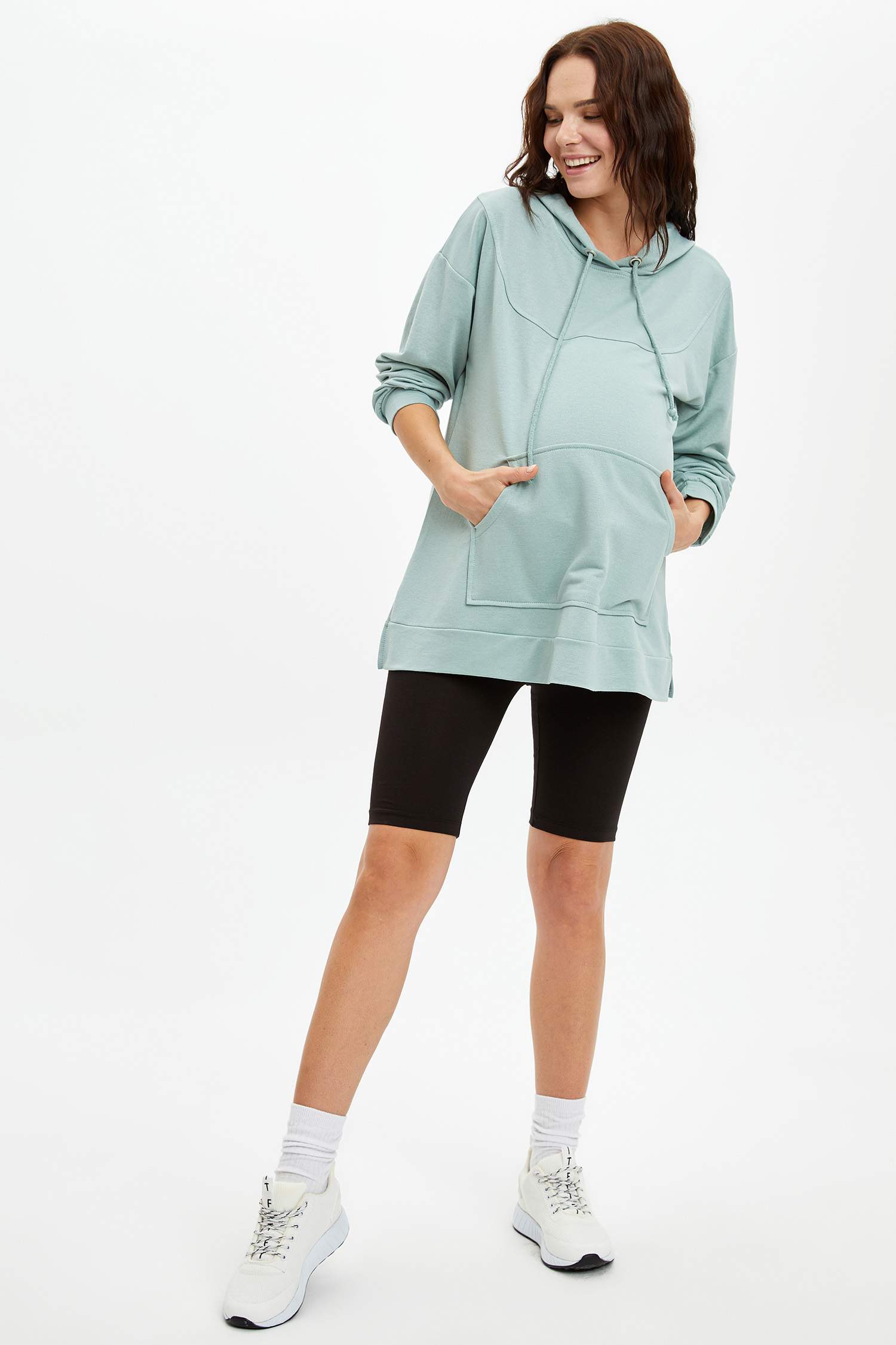 Relax Fit Kapüşonlu Hamile Sweatshirt