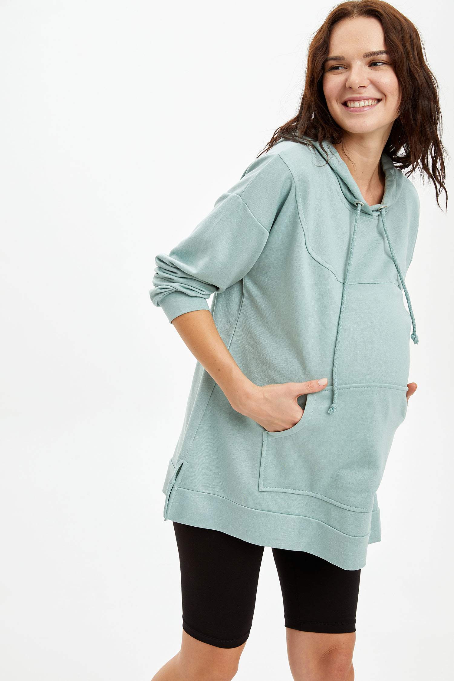 Relax Fit Kapüşonlu Hamile Sweatshirt
