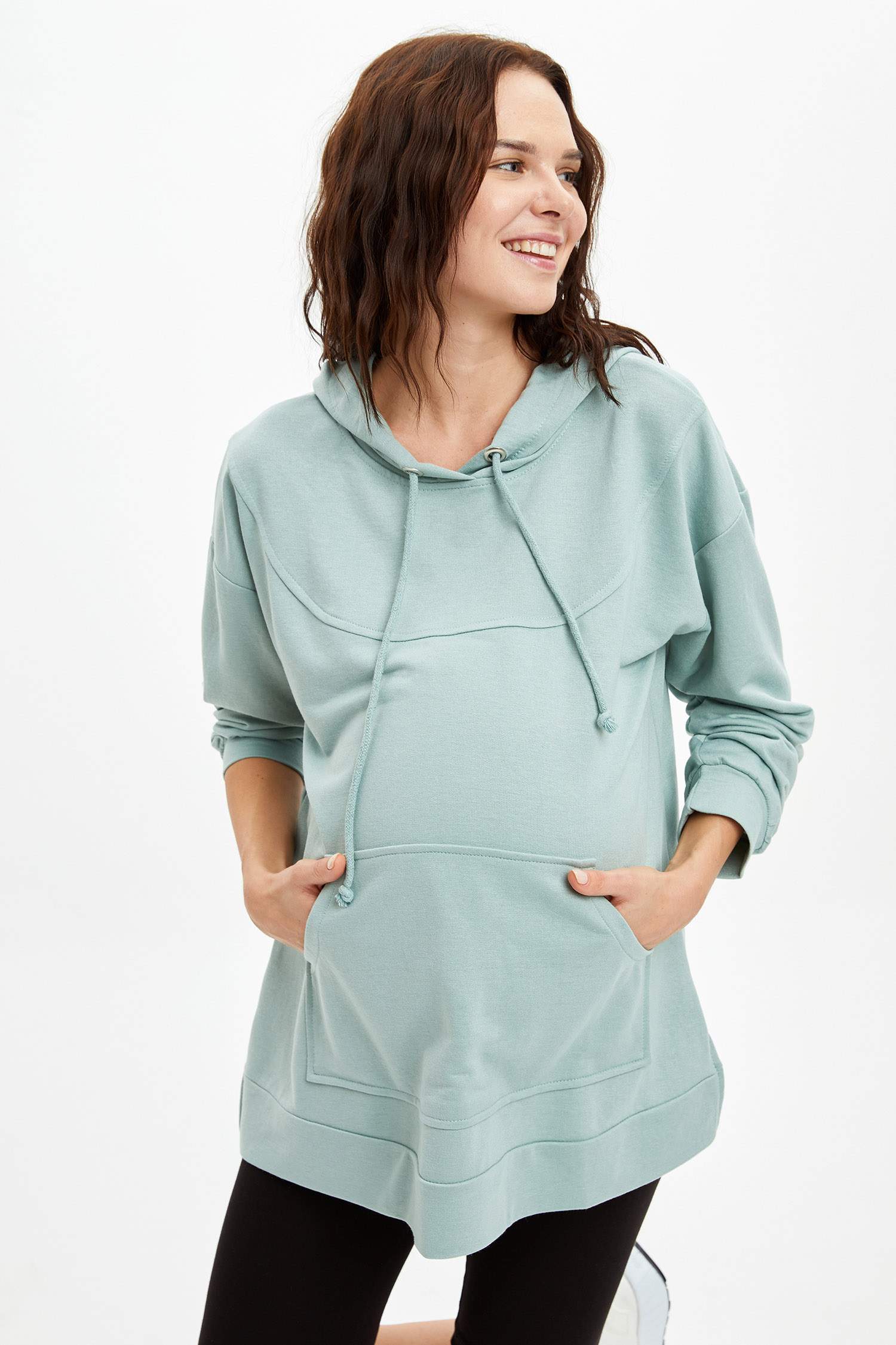 Relax Fit Kapüşonlu Hamile Sweatshirt