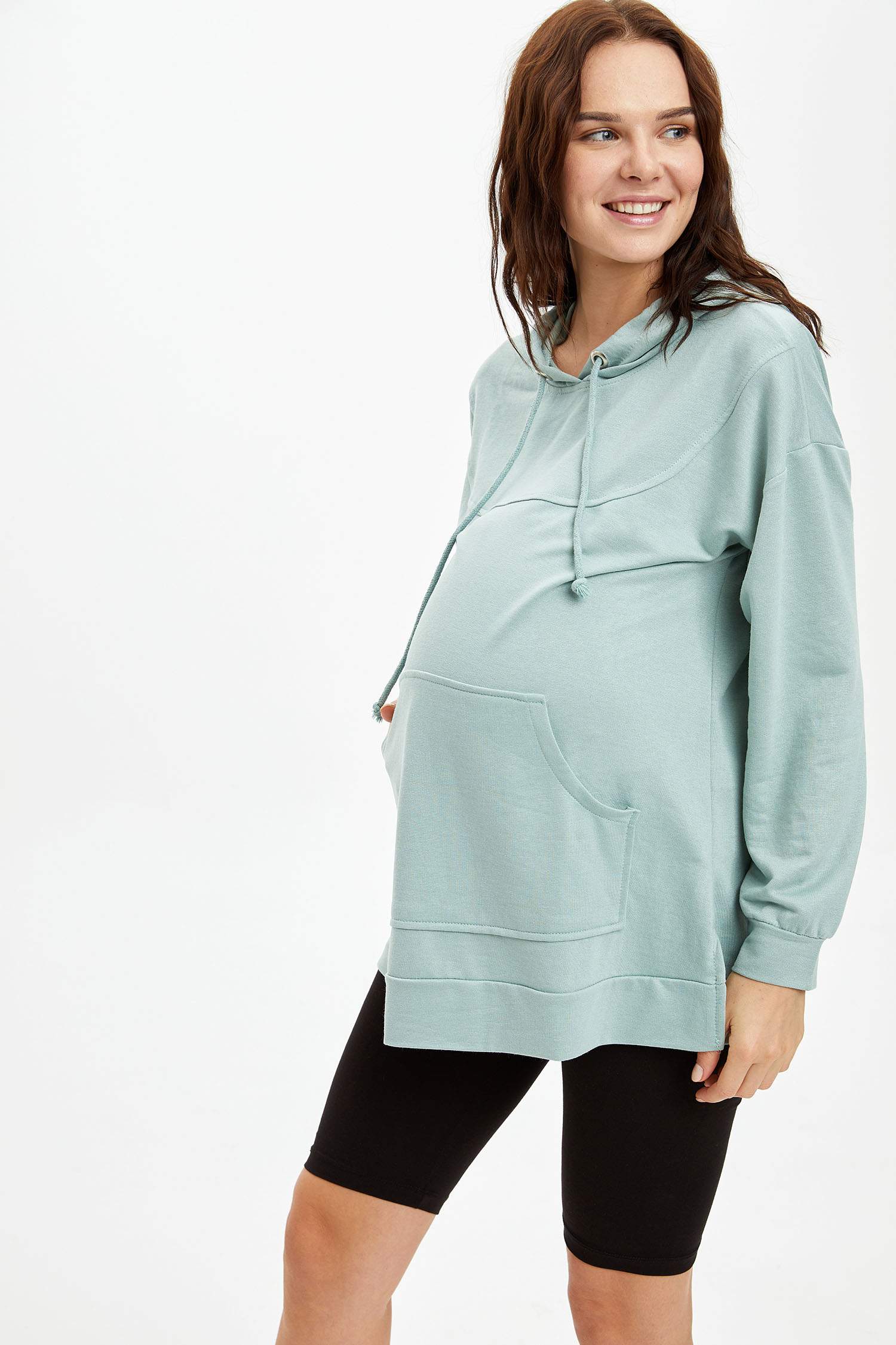 Relax Fit Kapüşonlu Hamile Sweatshirt