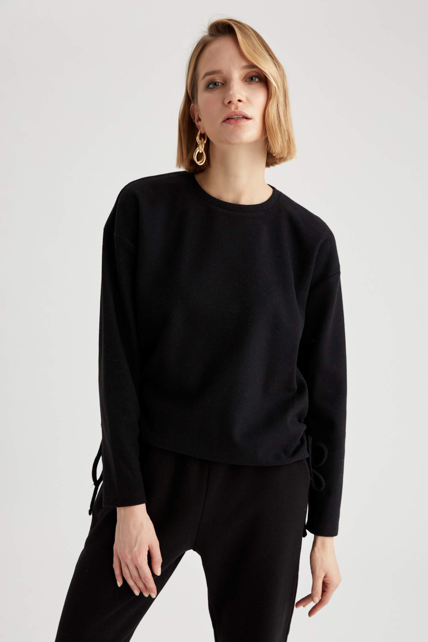 Yanları Büzgü Detaylı Relax Fit Sweatshirt