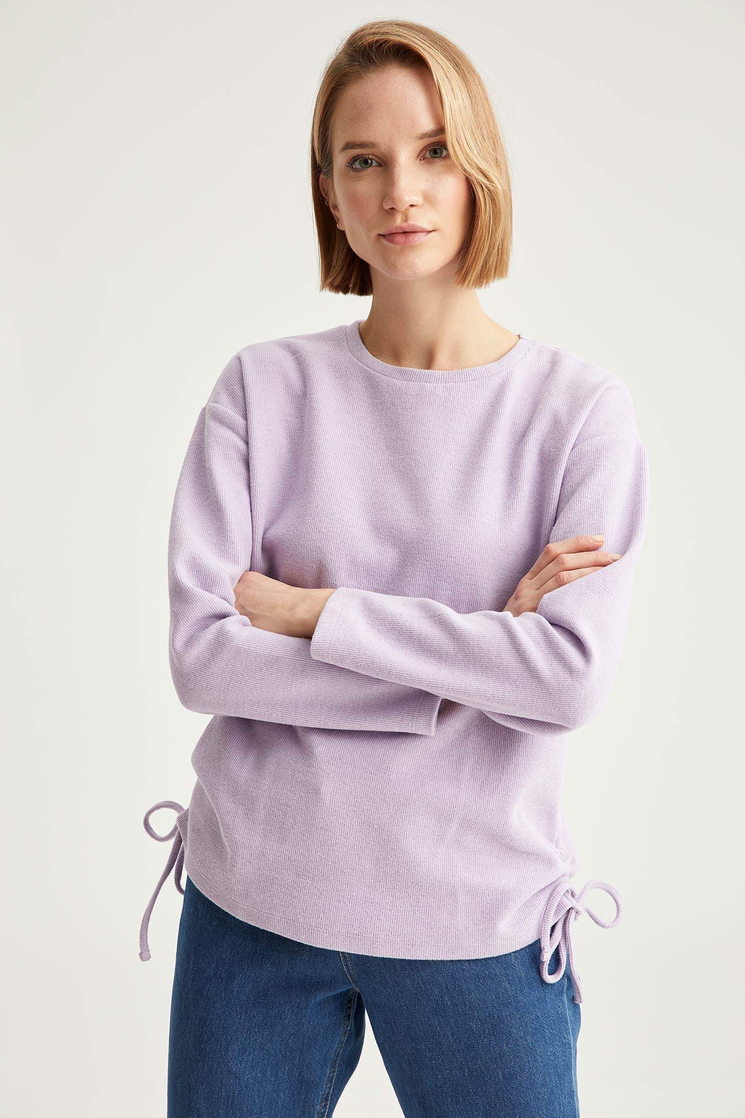 Yanları Büzgü Detaylı Relax Fit Sweatshirt