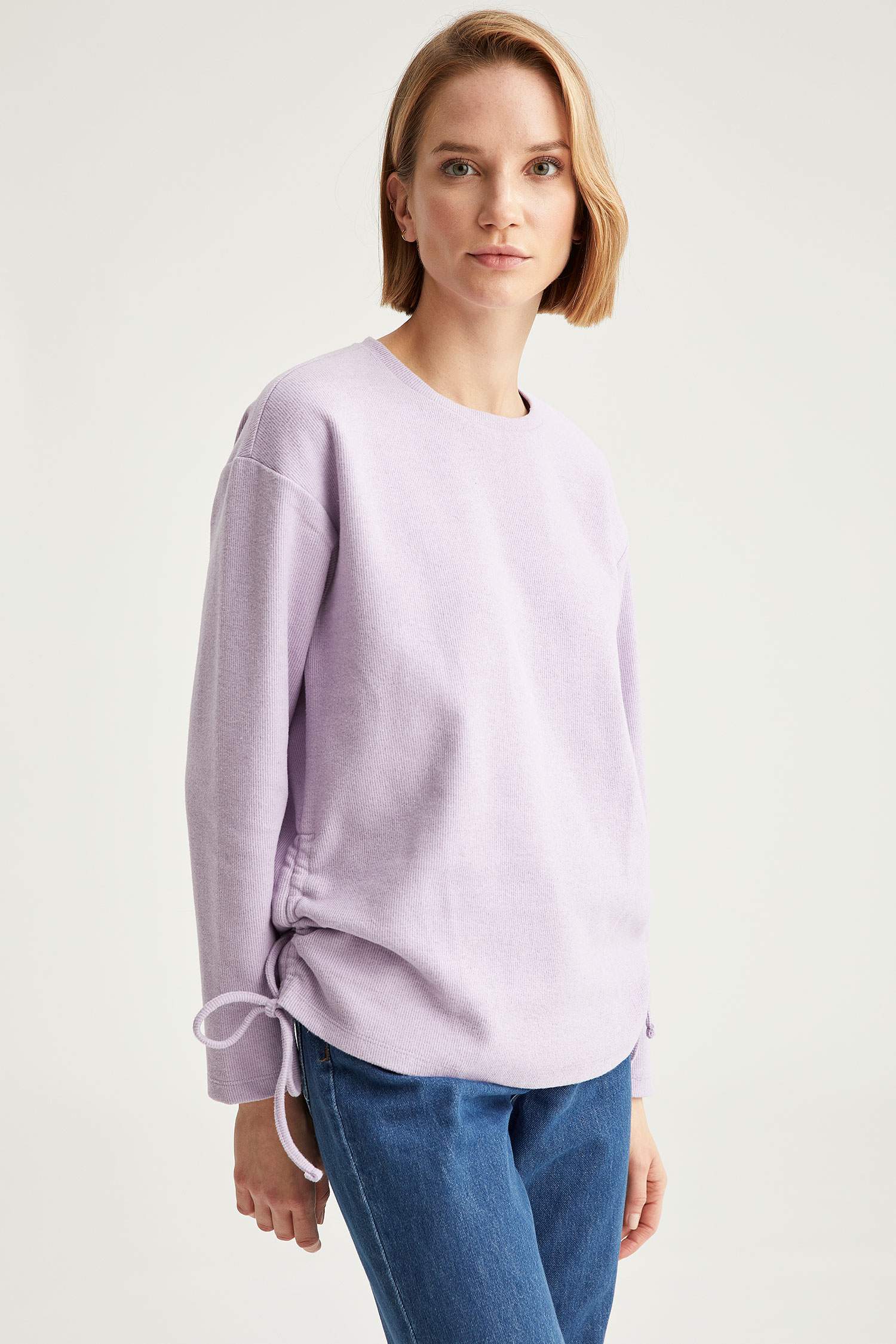 Yanları Büzgü Detaylı Relax Fit Sweatshirt