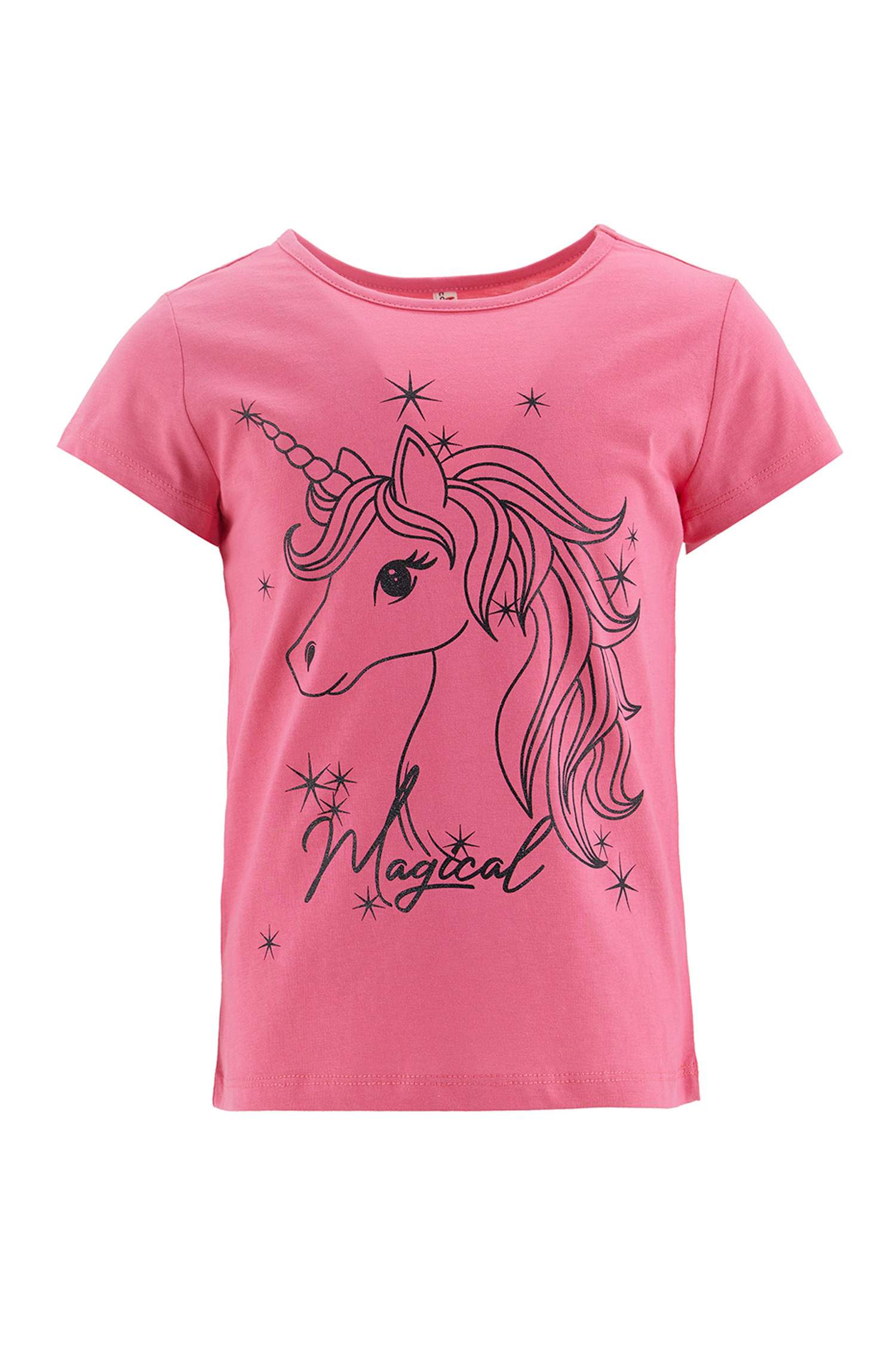 Kız Çocuk Unicorn Baskılı Kısa Kol Tişört