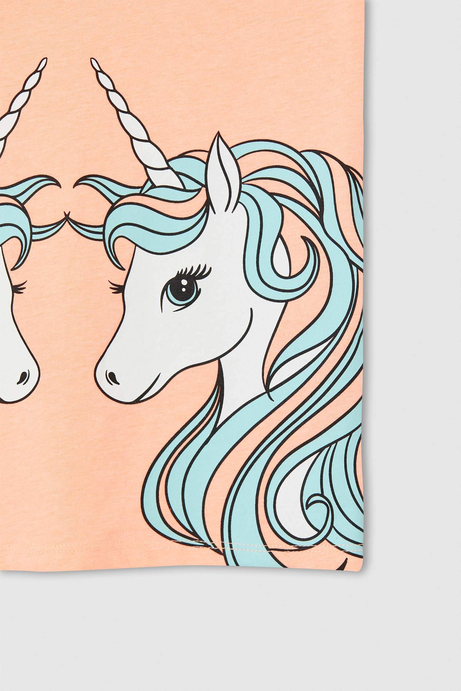 Kız Çocuk Unicorn Baskılı Kısa Kollu Tişört