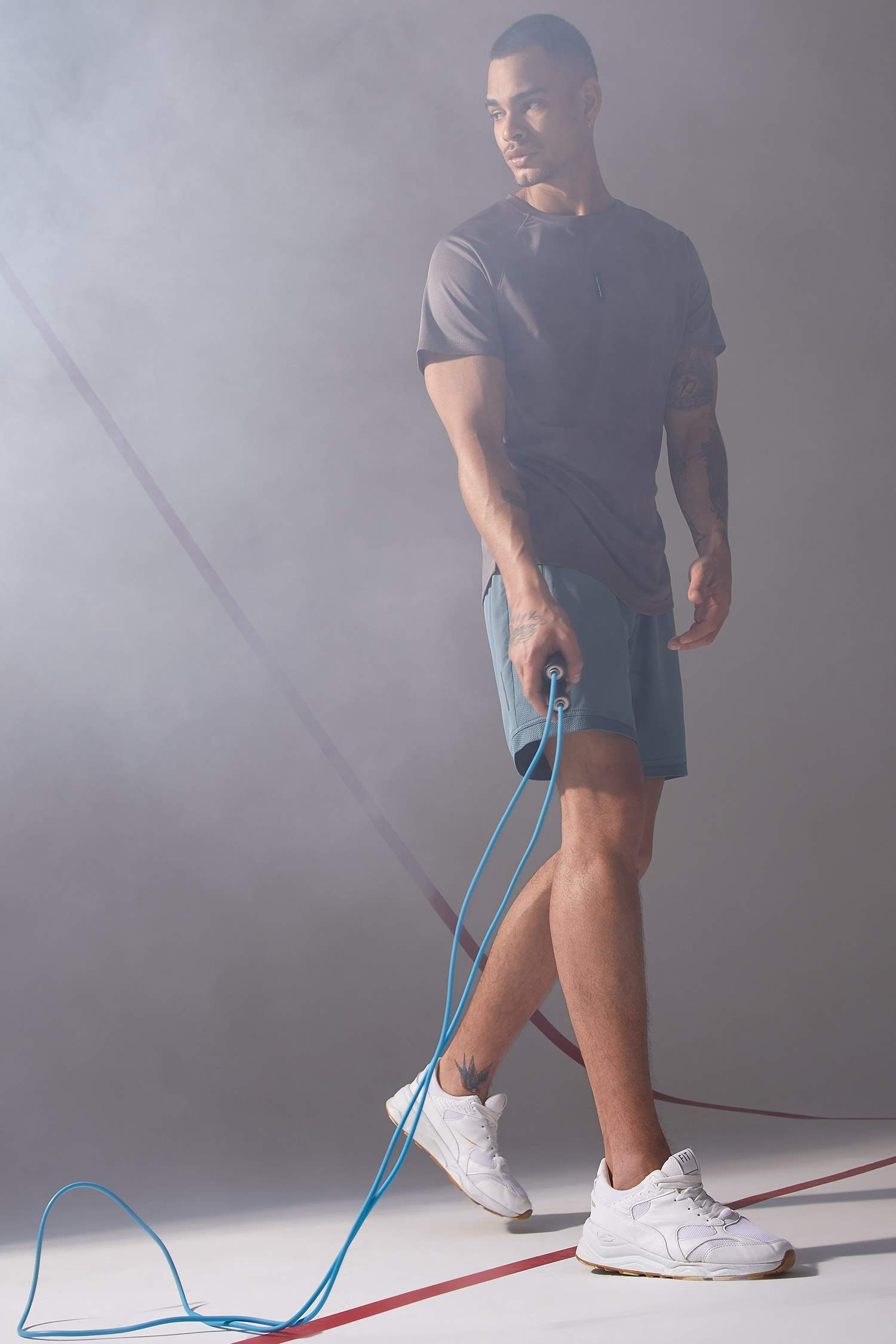 Ekstra Slim Fit Bisiklet Yaka Yazı Baskılı Teknik Kumaşlı Spor Tişört