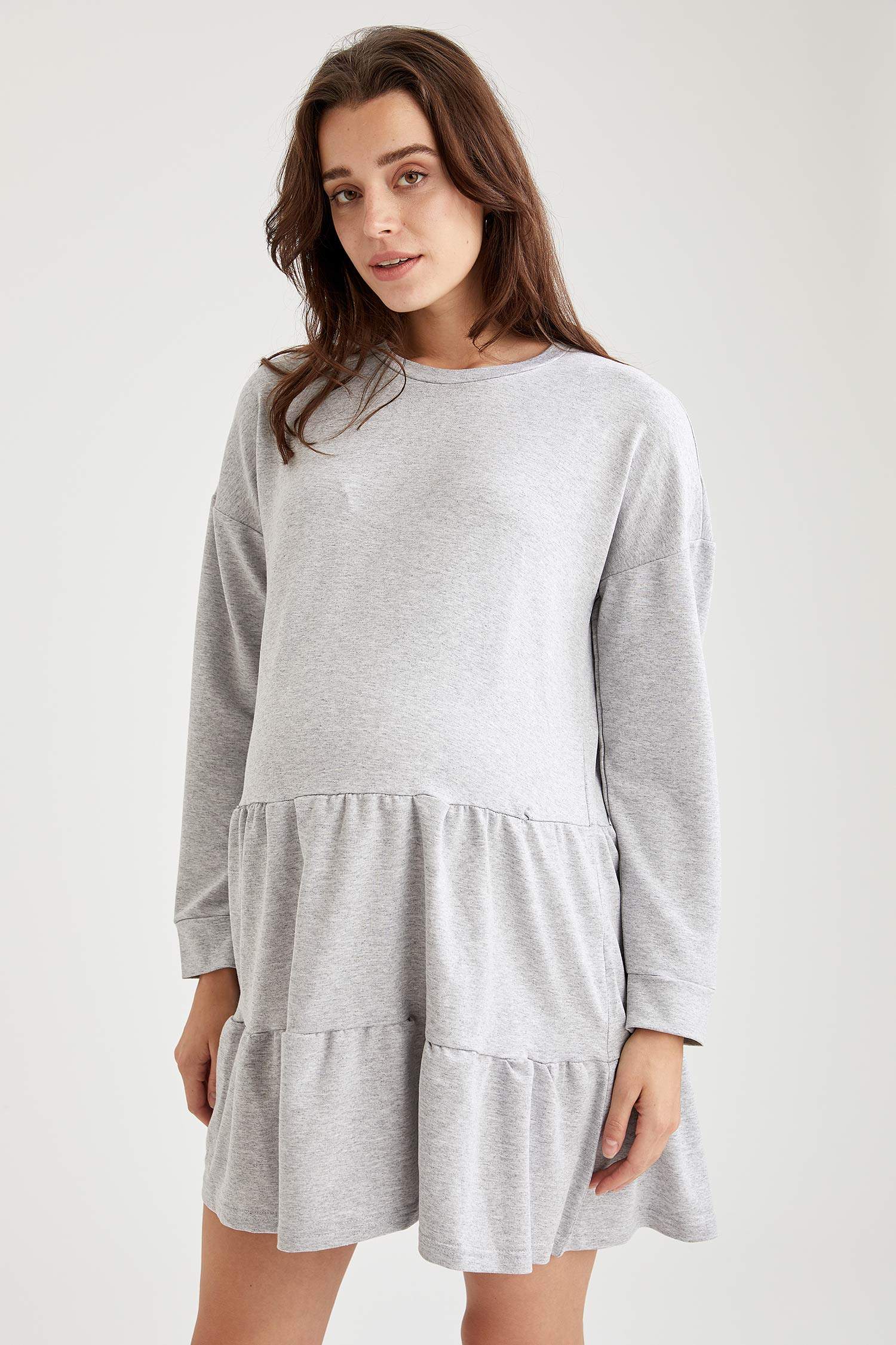 Volan Detaylı Hamile Sweat Elbise
