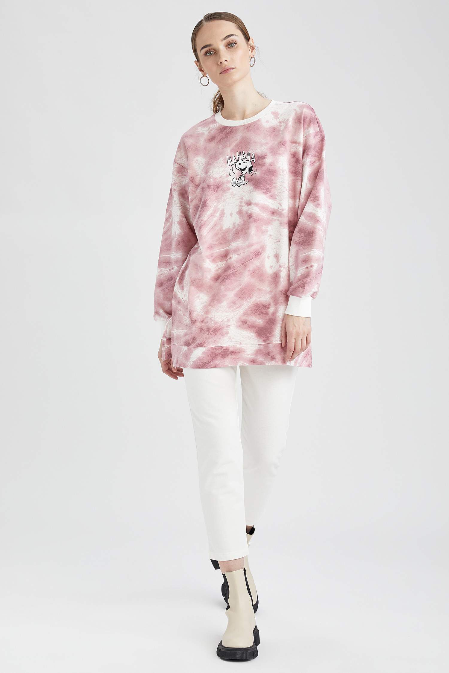 Snoopy Lisanslı Batik Relax Fit Sweat Tunik