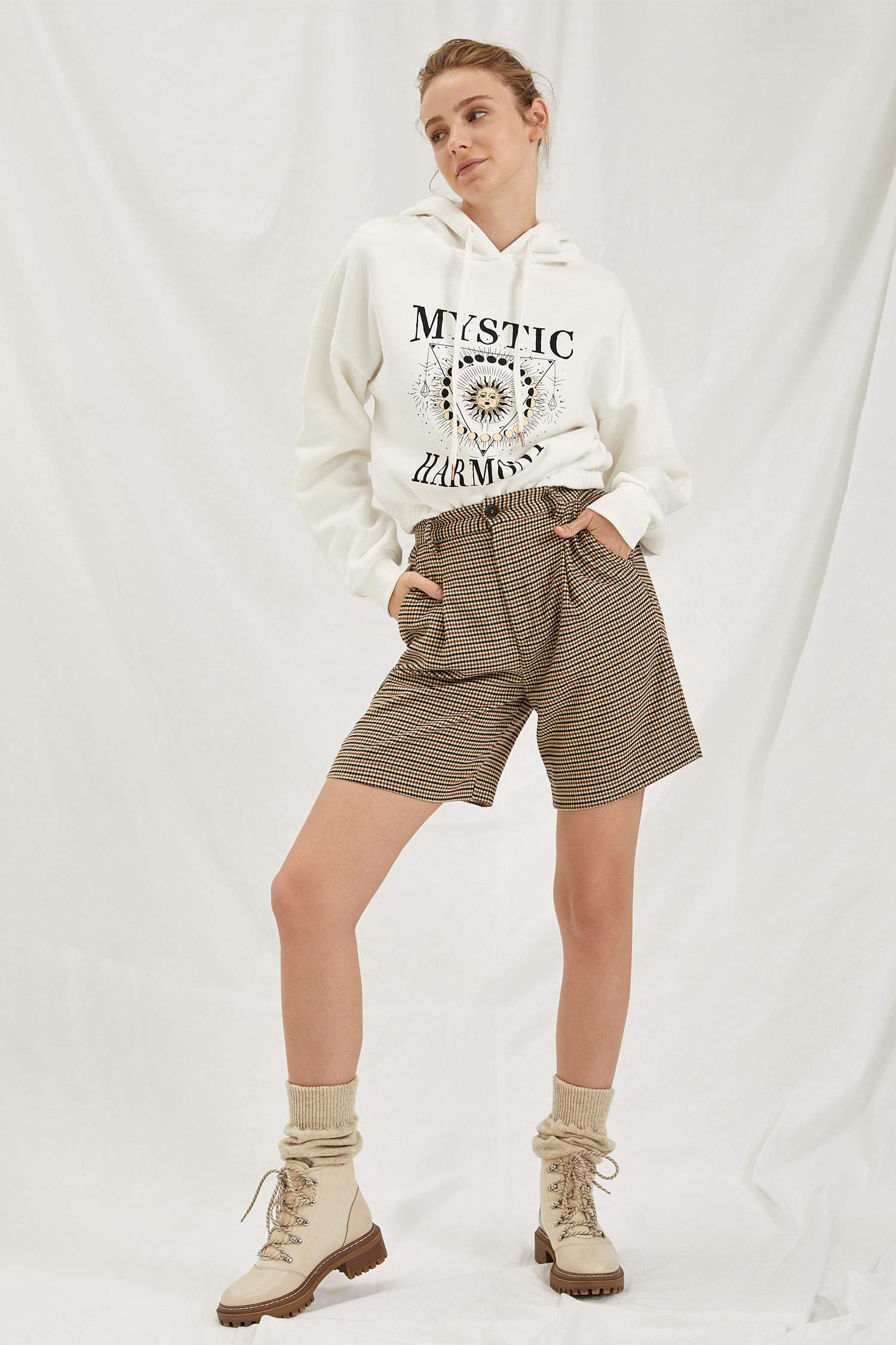 Baskılı Kapüşonlu Relax Fit Sweatshirt