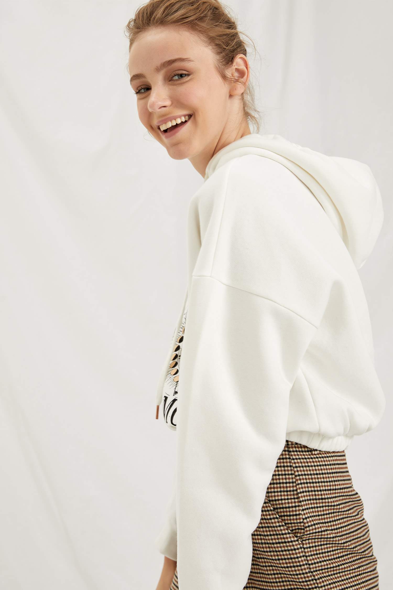 Baskılı Kapüşonlu Relax Fit Sweatshirt