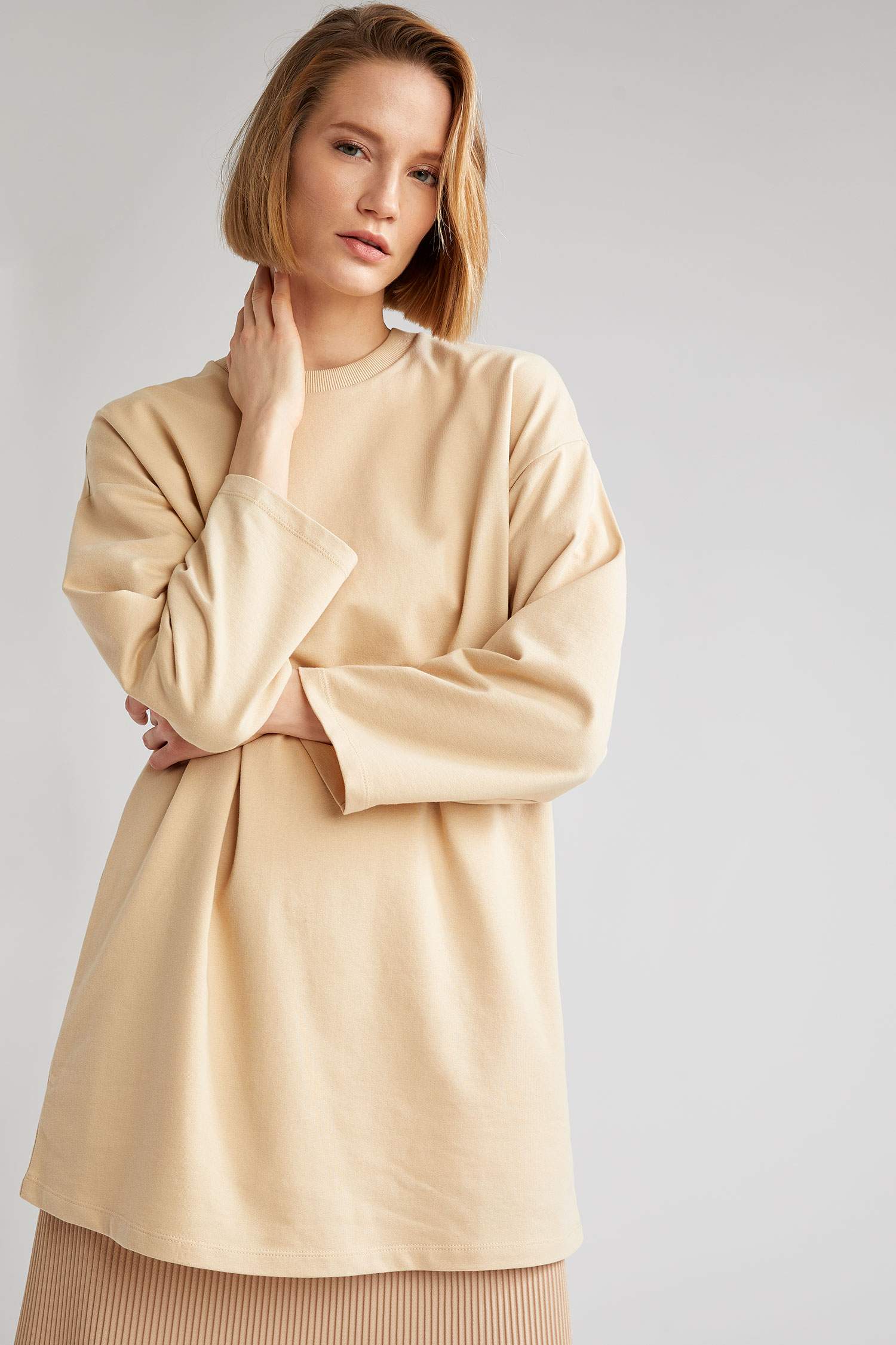 Geniş Kol Detaylı Oversize Sweat Tunik