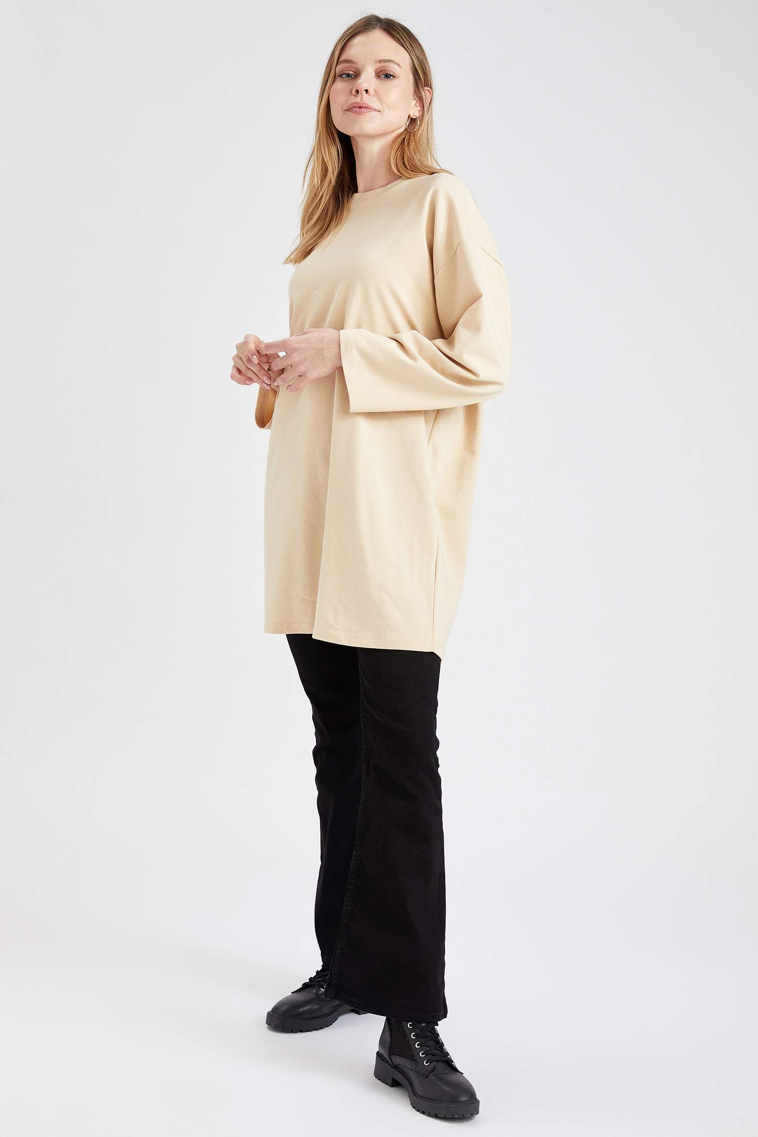 Geniş Kol Detaylı Oversize Sweat Tunik