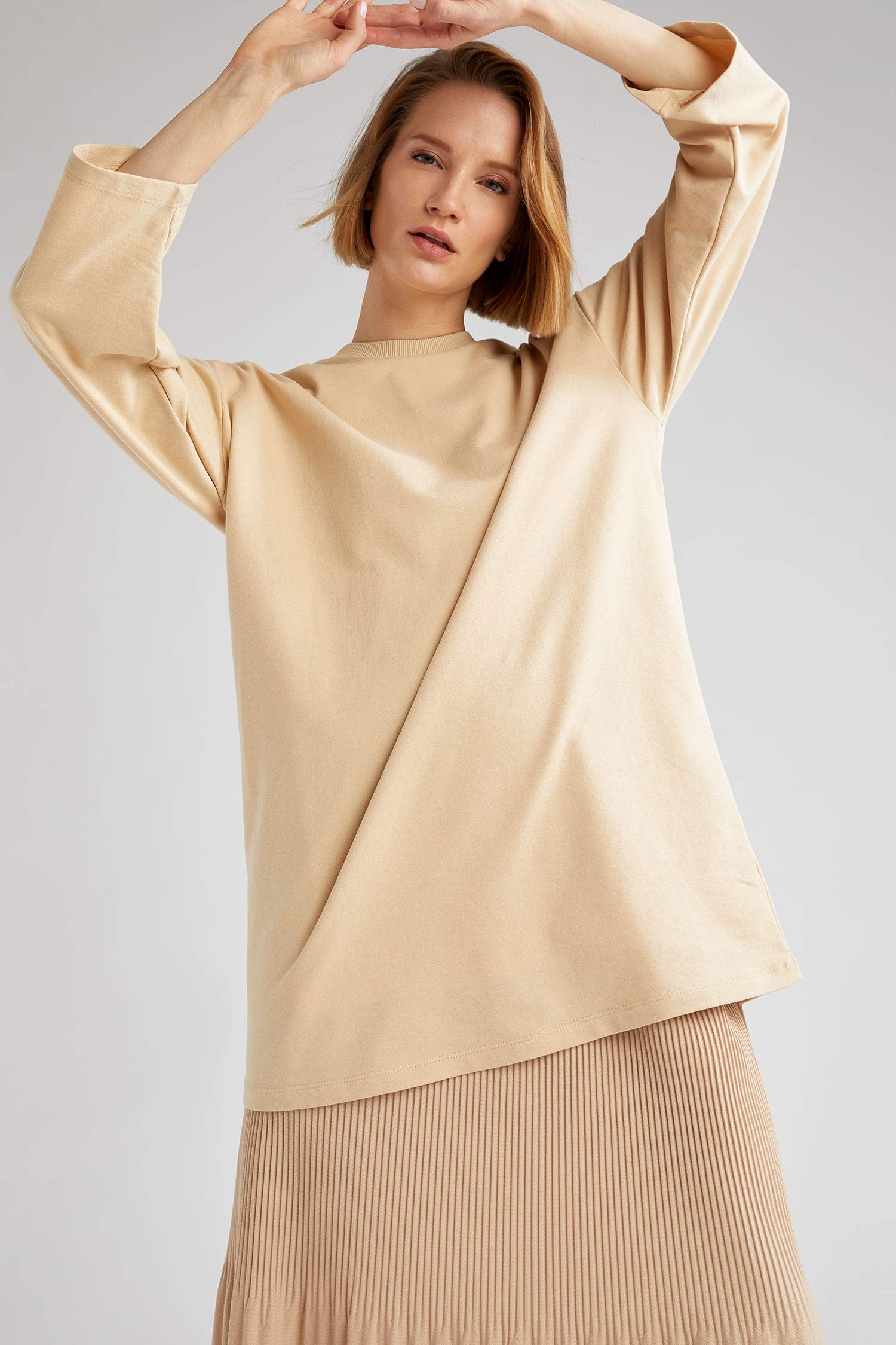 Geniş Kol Detaylı Oversize Sweat Tunik