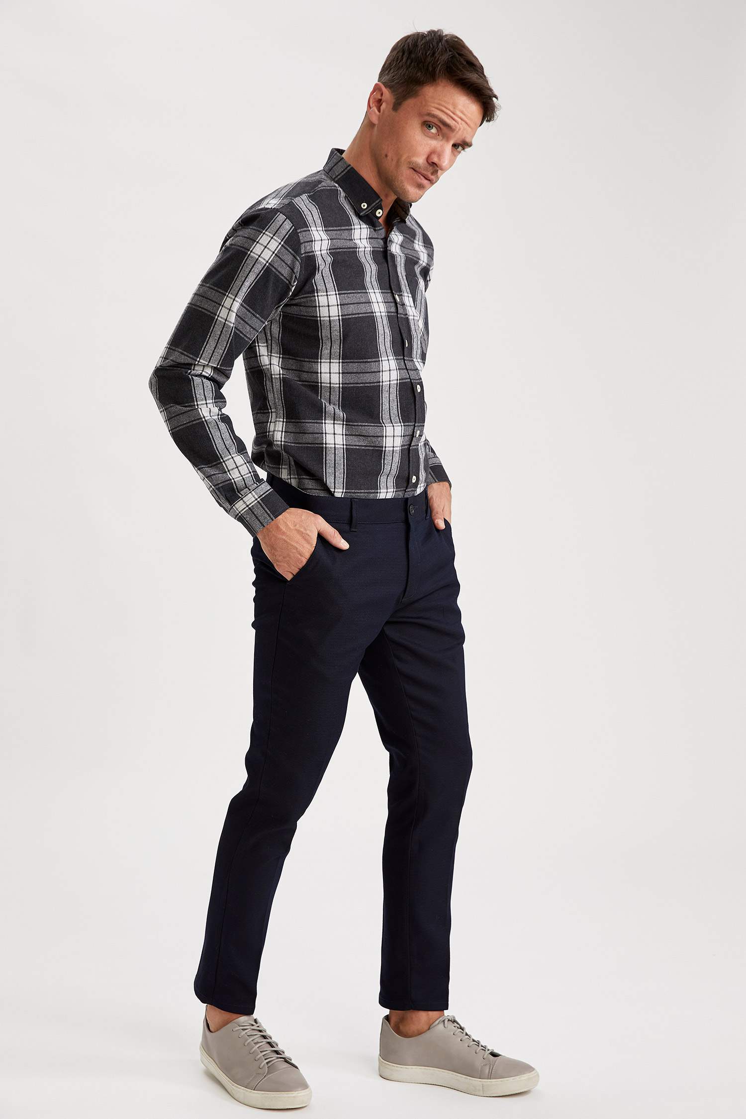 Modern Fit Ekose Desenli Uzun Kollu Oduncu Gömlek