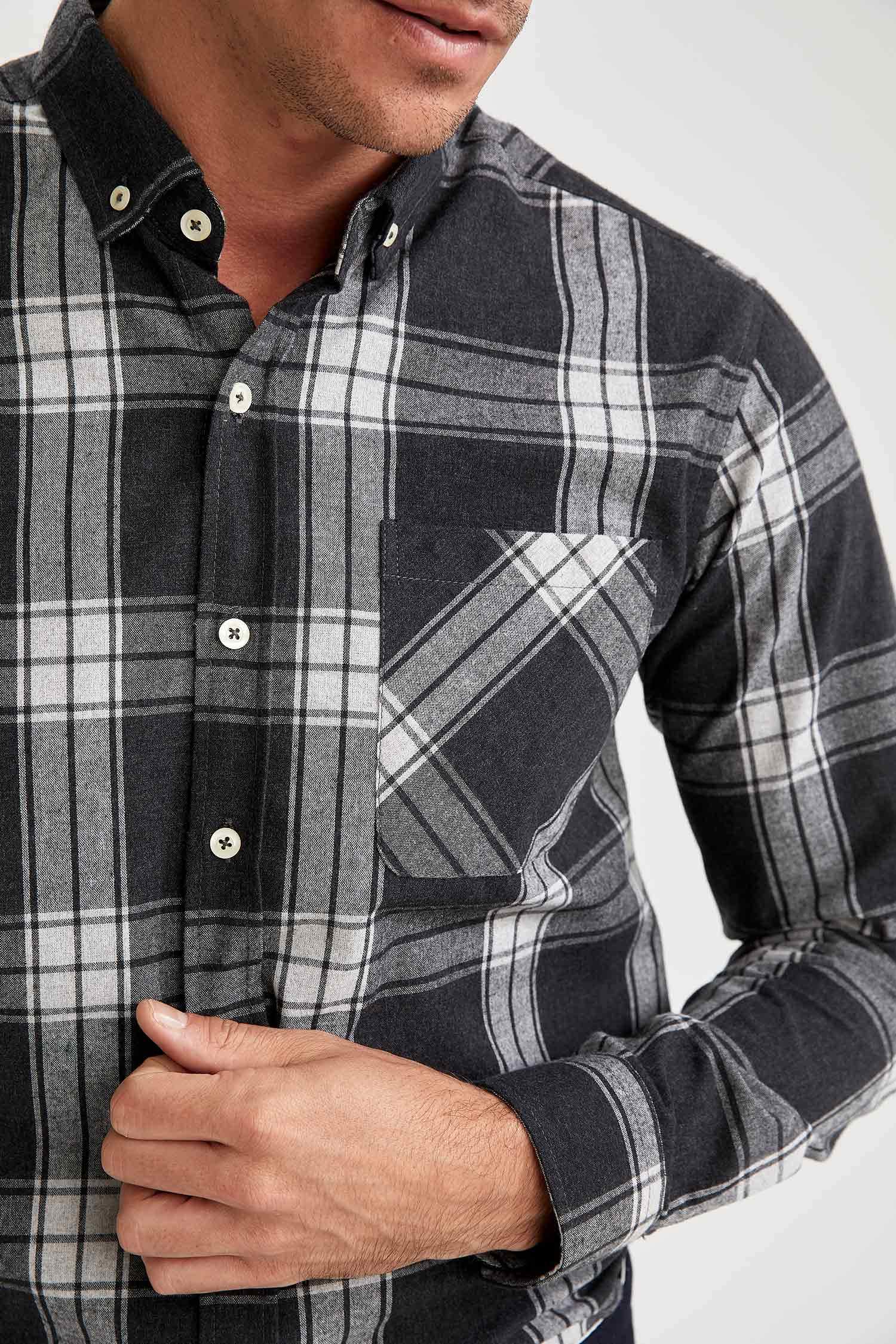 Modern Fit Ekose Desenli Uzun Kollu Oduncu Gömlek