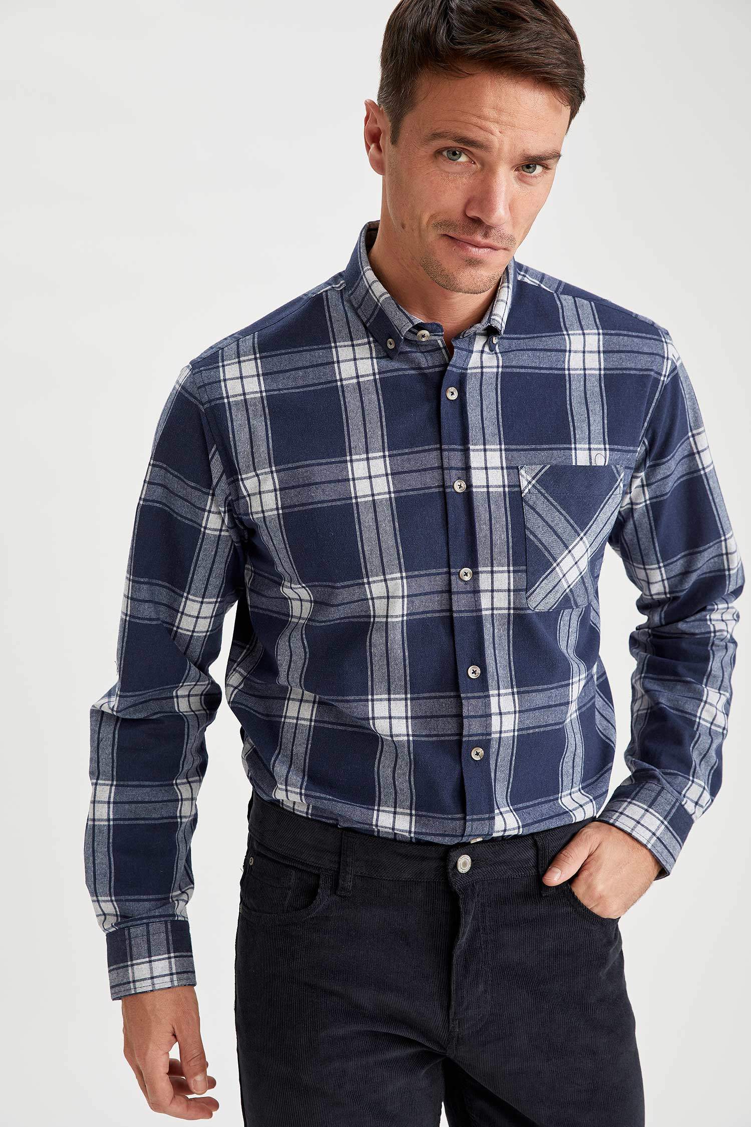 Modern Fit Ekose Desenli Uzun Kollu Oduncu Gömlek