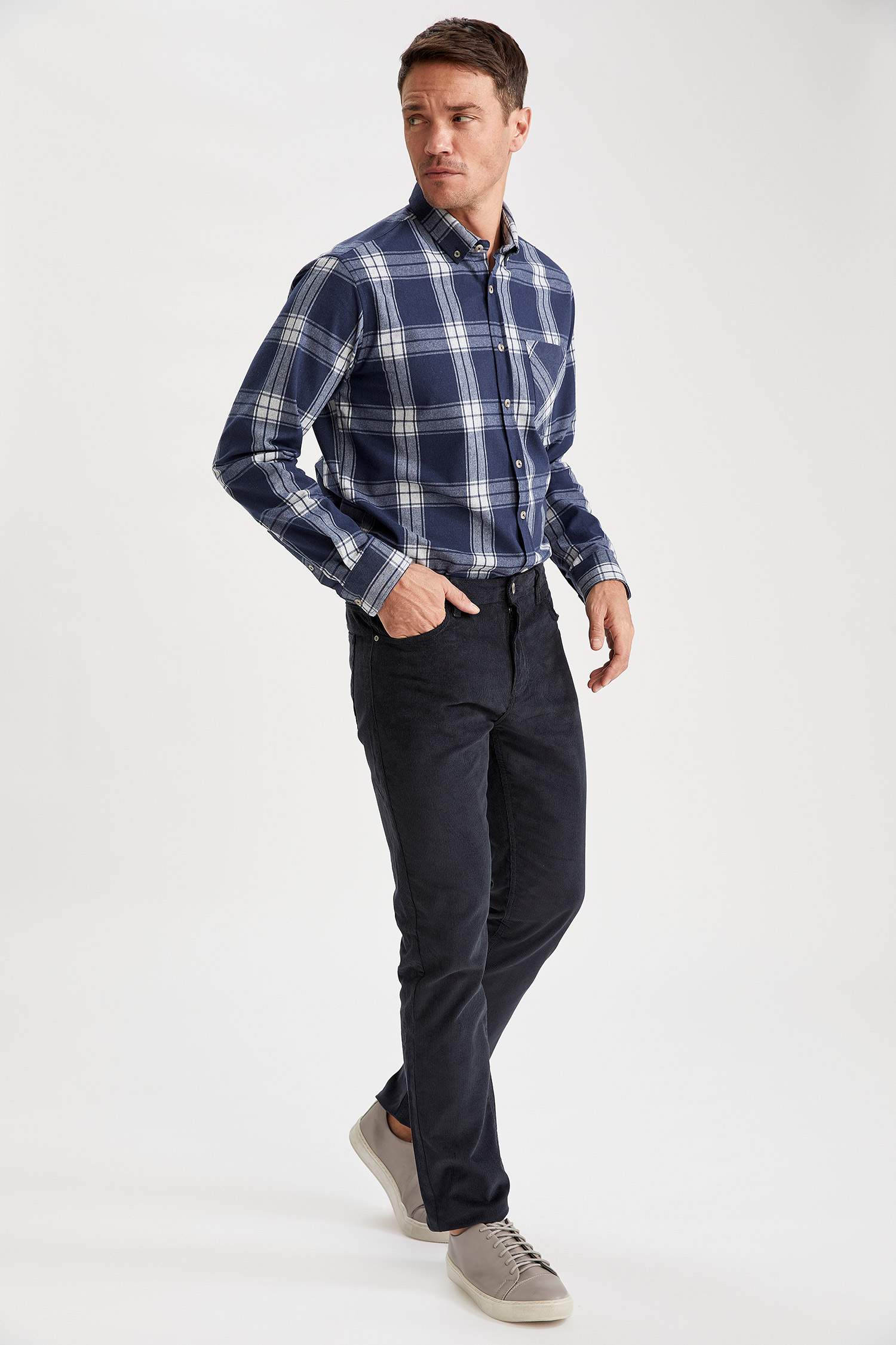 Modern Fit Ekose Desenli Uzun Kollu Oduncu Gömlek