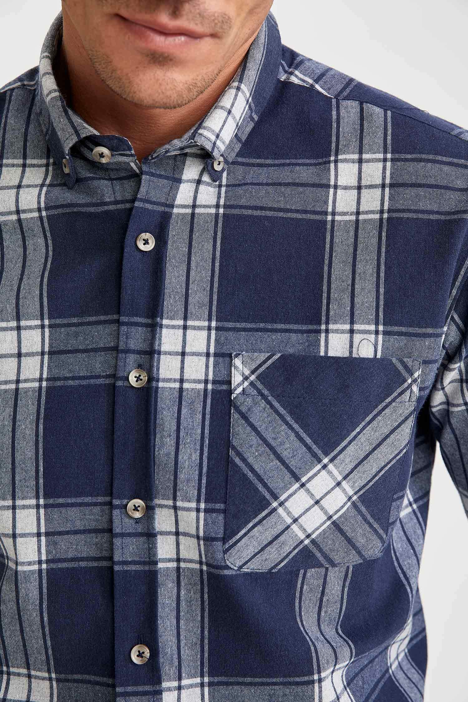 Modern Fit Ekose Desenli Uzun Kollu Oduncu Gömlek