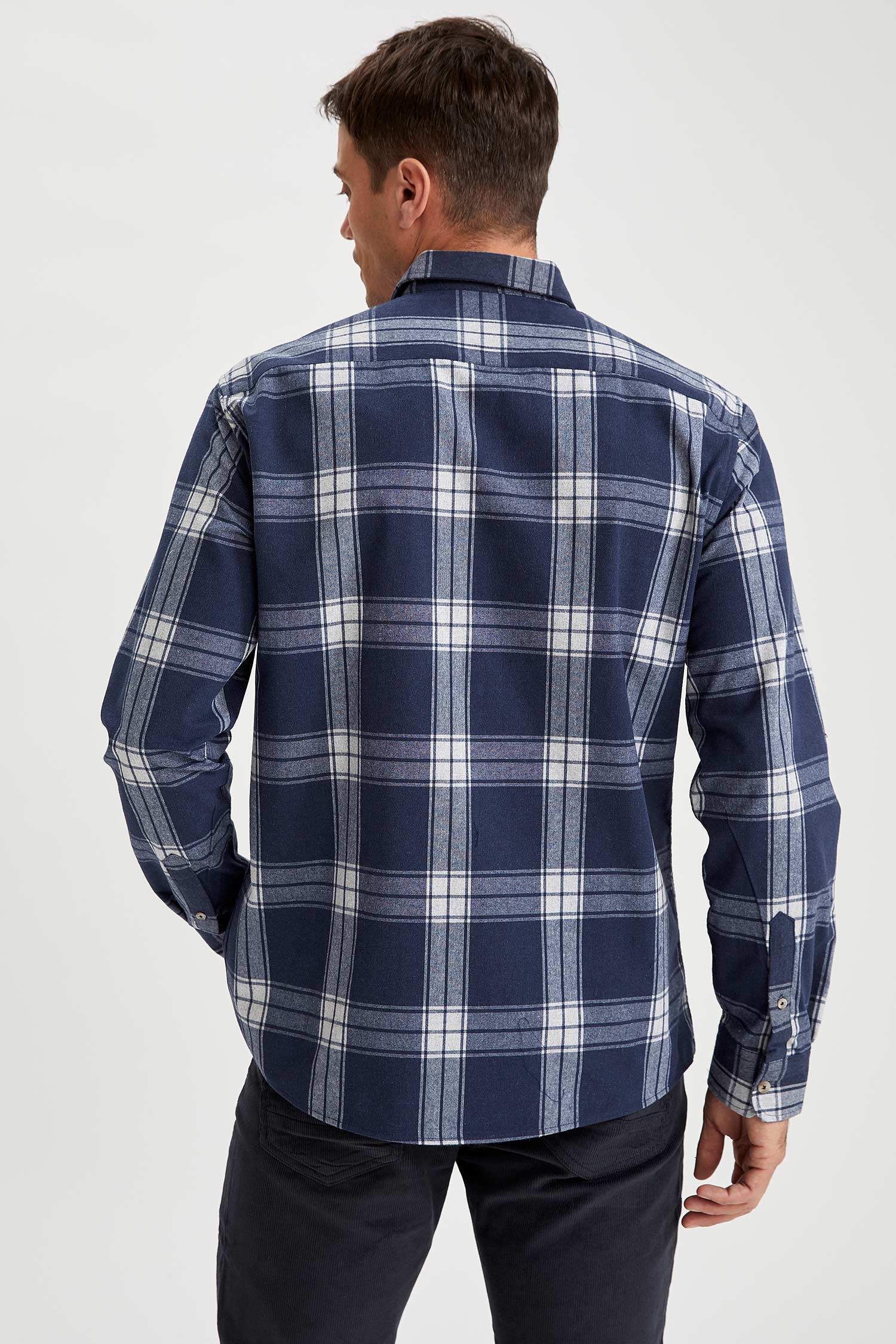 Modern Fit Ekose Desenli Uzun Kollu Oduncu Gömlek