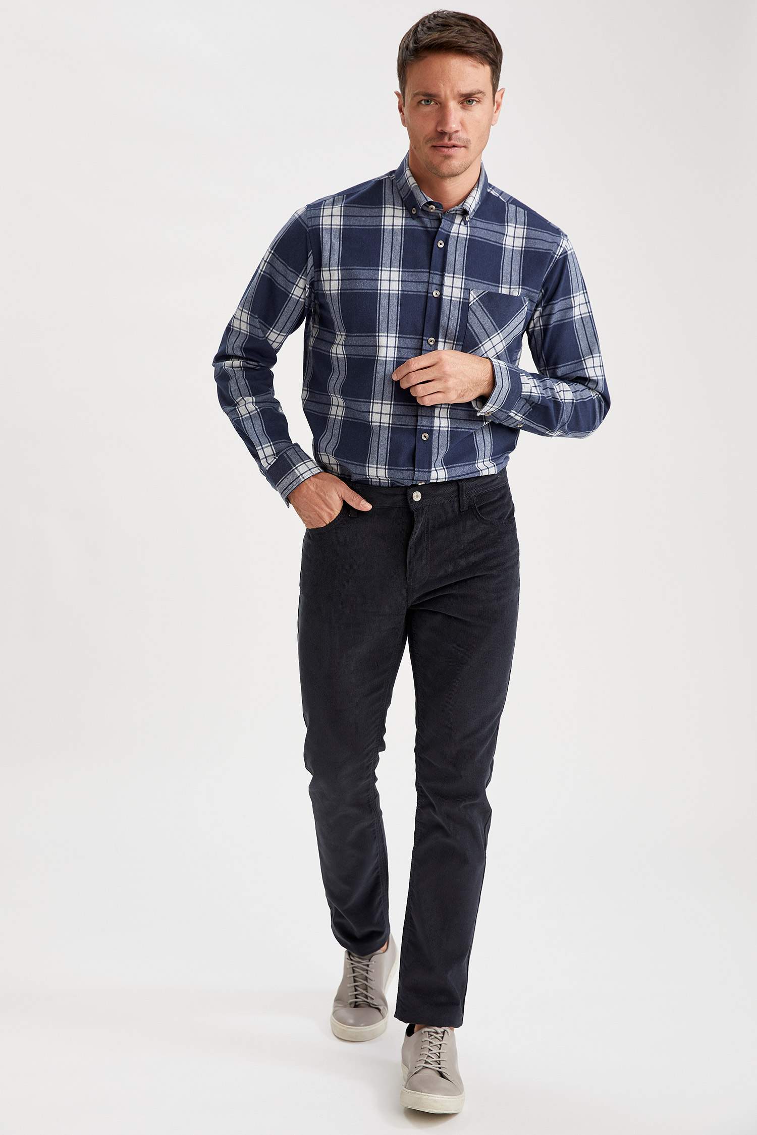 Modern Fit Ekose Desenli Uzun Kollu Oduncu Gömlek
