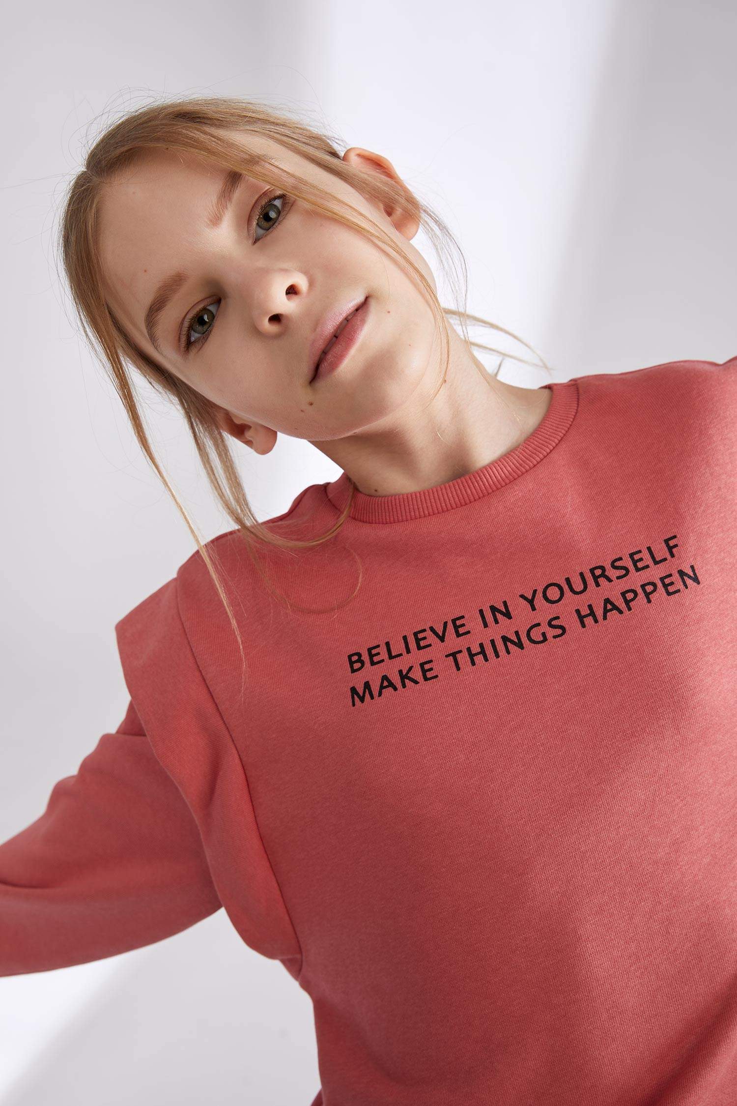 Kız Çocuk Yazı Baskılı Sweatshirt