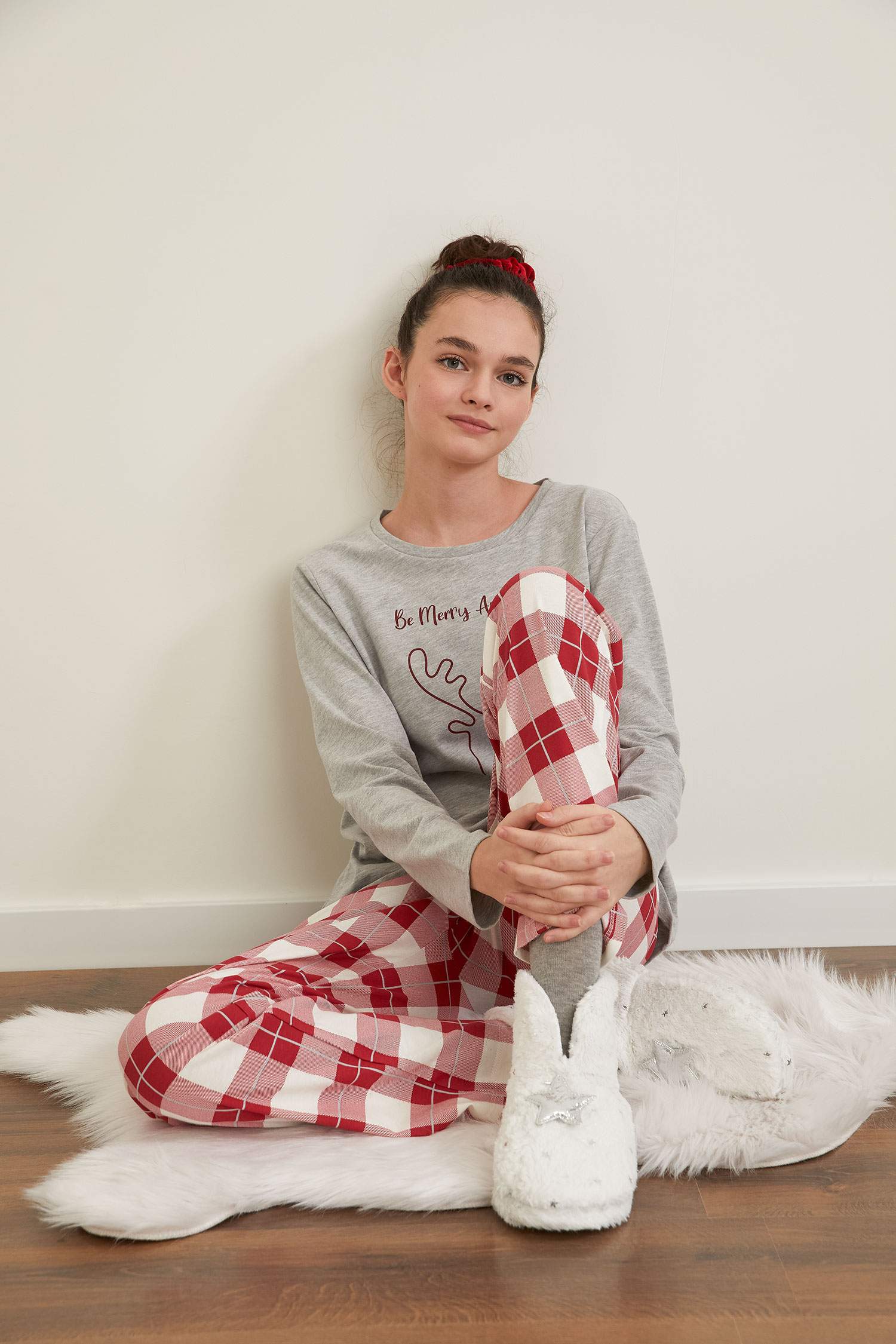 Fall In Love Regular Yılbaşı Temalı Uzun Kollu Pijama Takımı