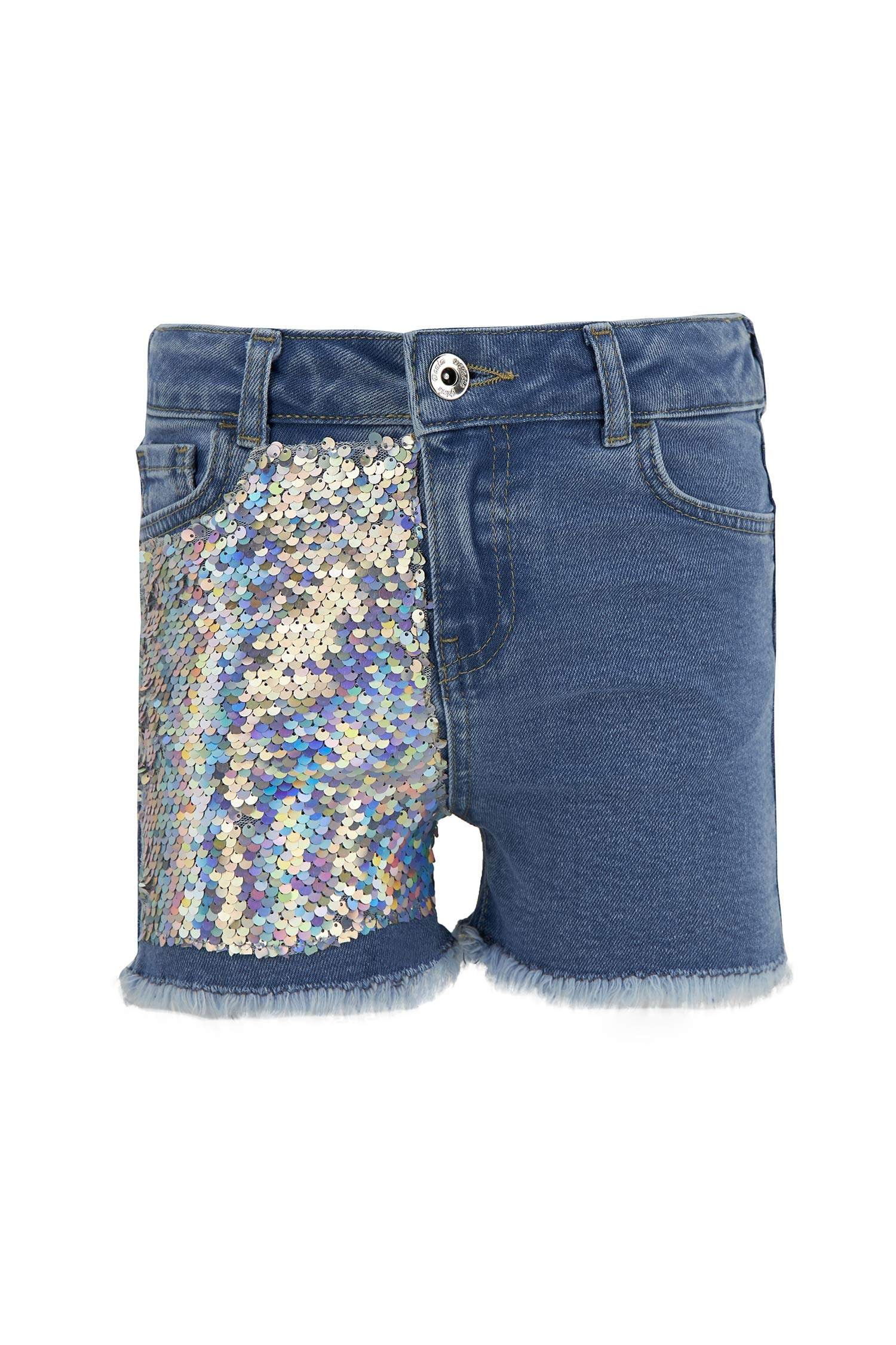 Kız Çocuk Regular Fit Payetli Jean Şort