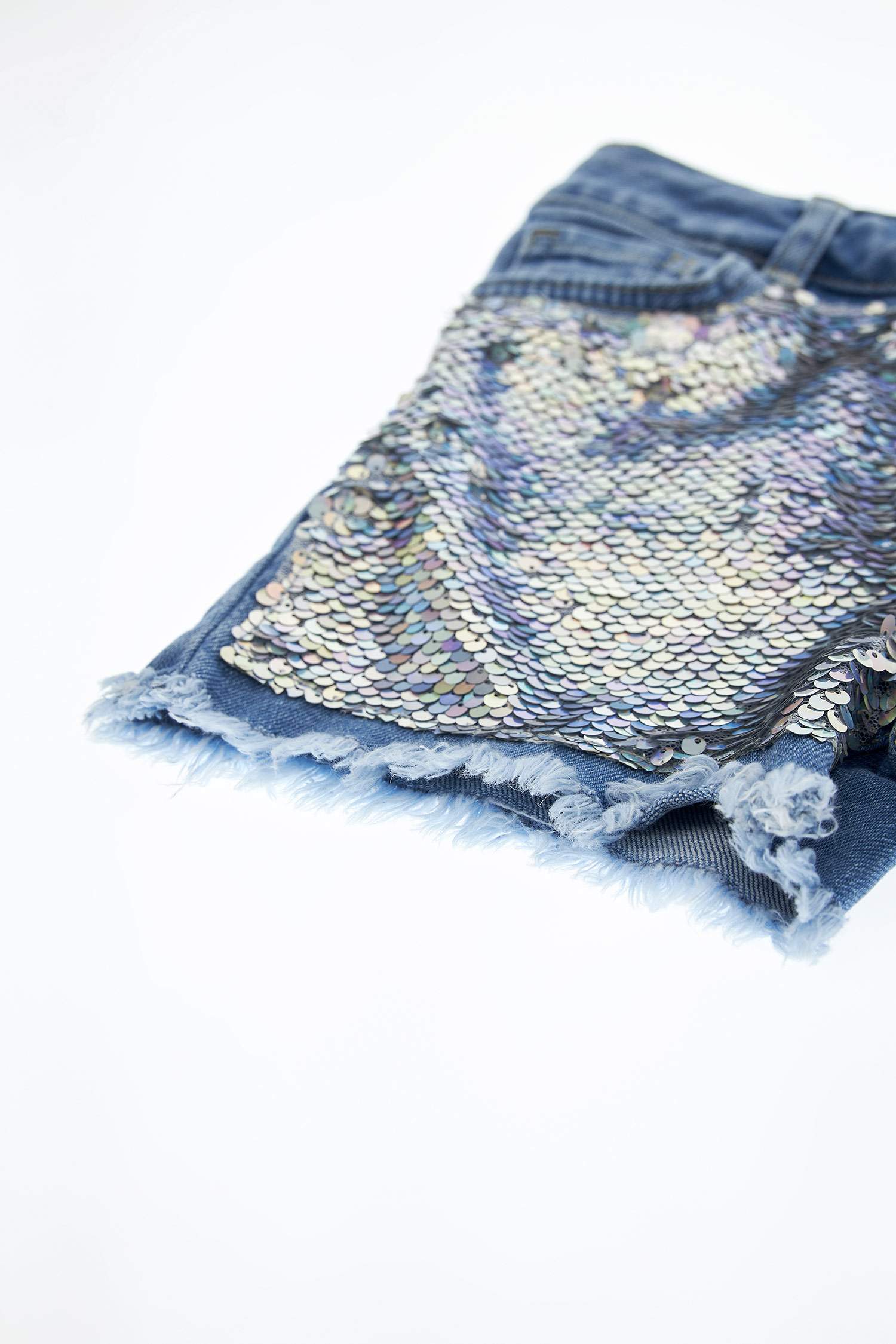 Kız Çocuk Regular Fit Payetli Jean Şort