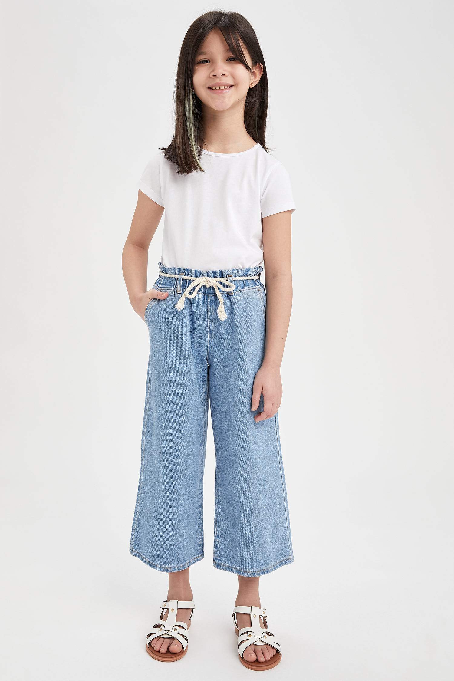 Kız Çocuk Hasır İpli Culotte Pantolon