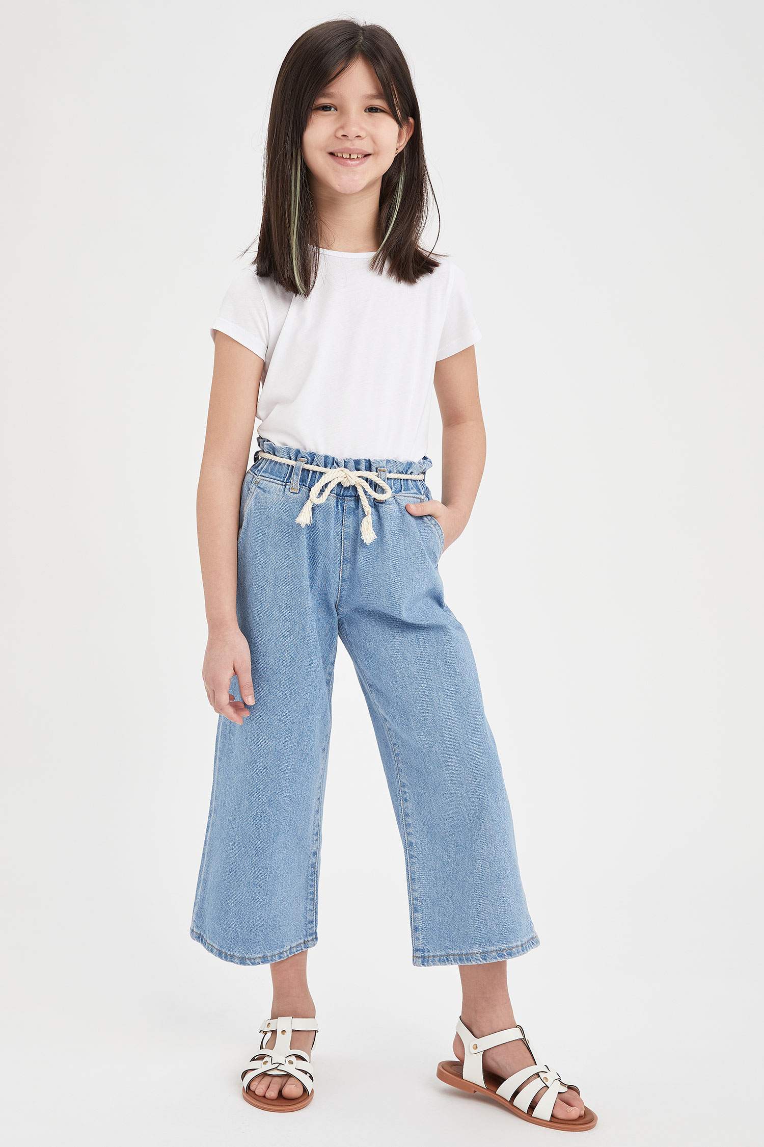 Kız Çocuk Hasır İpli Culotte Pantolon