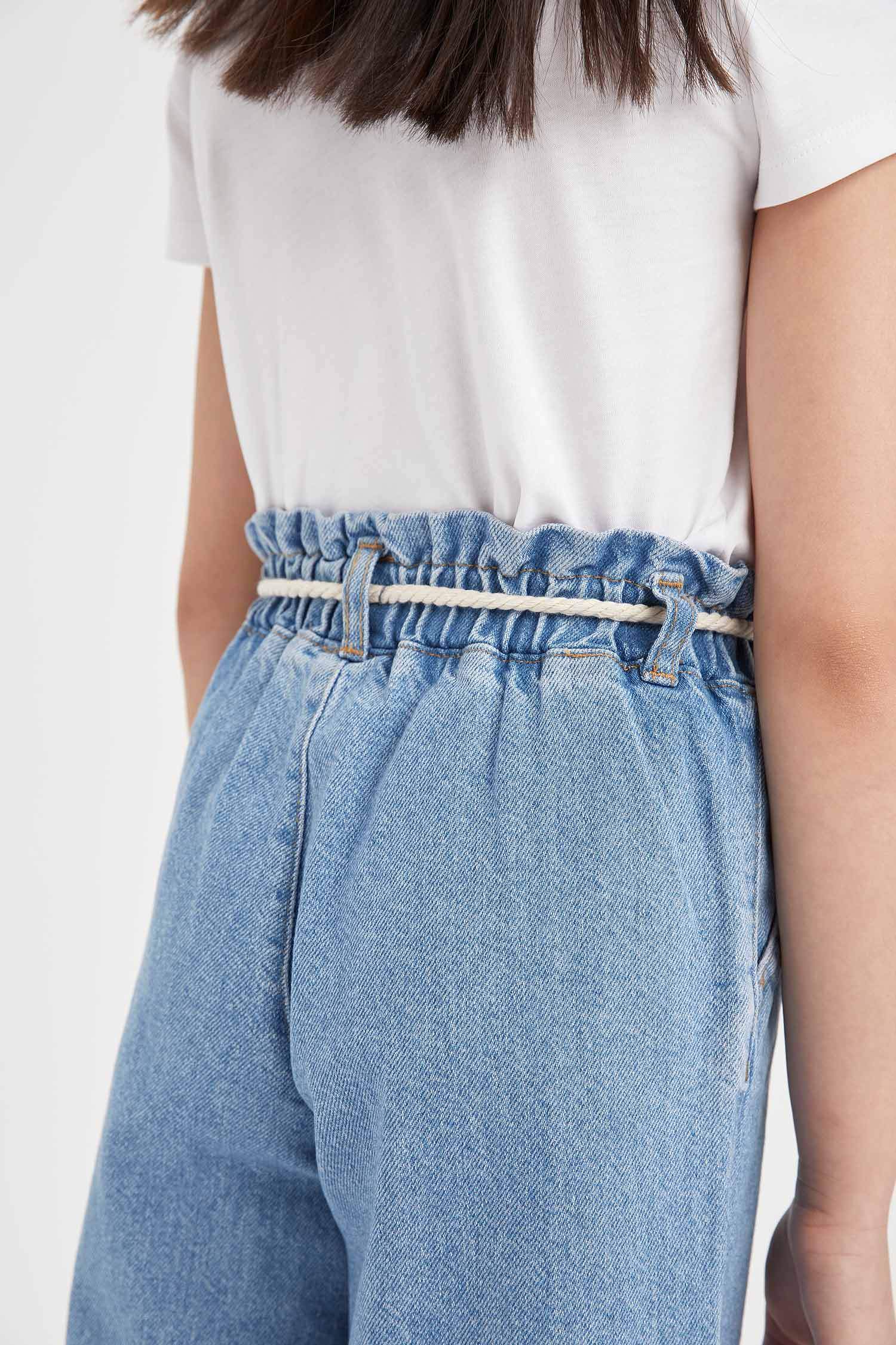 Kız Çocuk Hasır İpli Culotte Pantolon