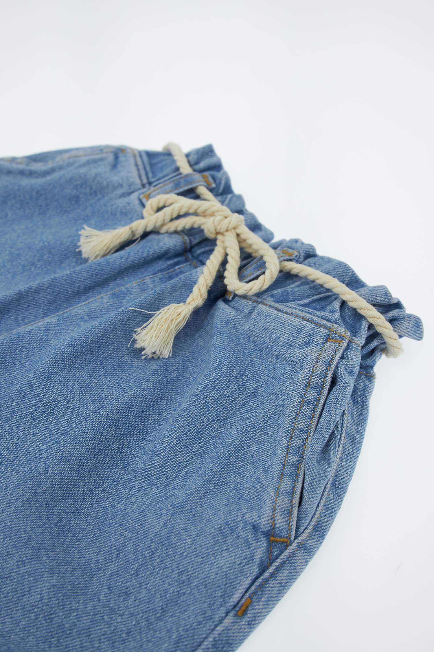 Kız Çocuk Hasır İpli Culotte Pantolon