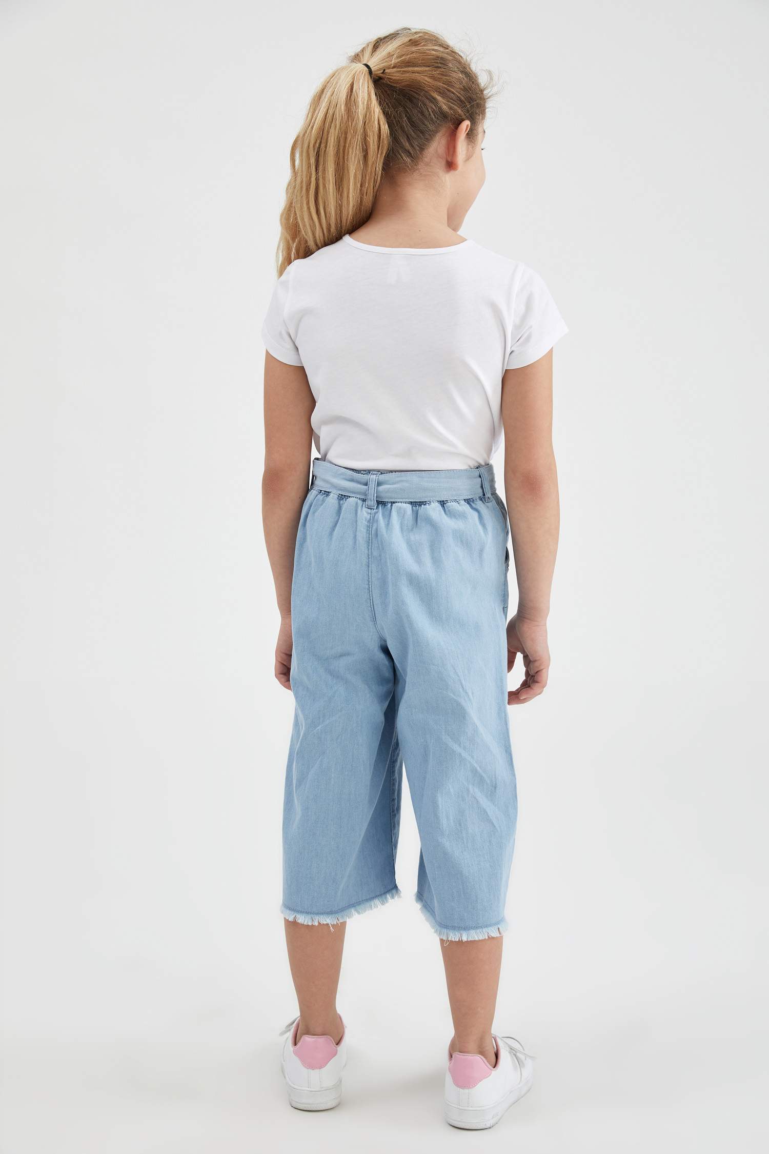 Kız Çocuk Culotte Jean Kapri Boy Pantolon