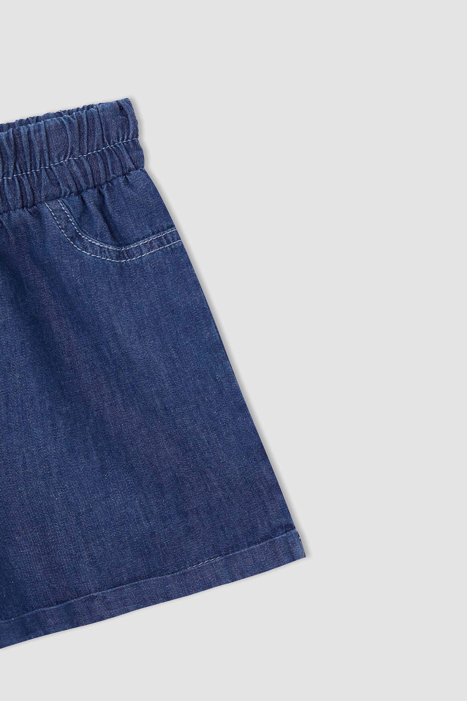 Kız Çocuk Relax Fit Esnek Belli Jean Şort